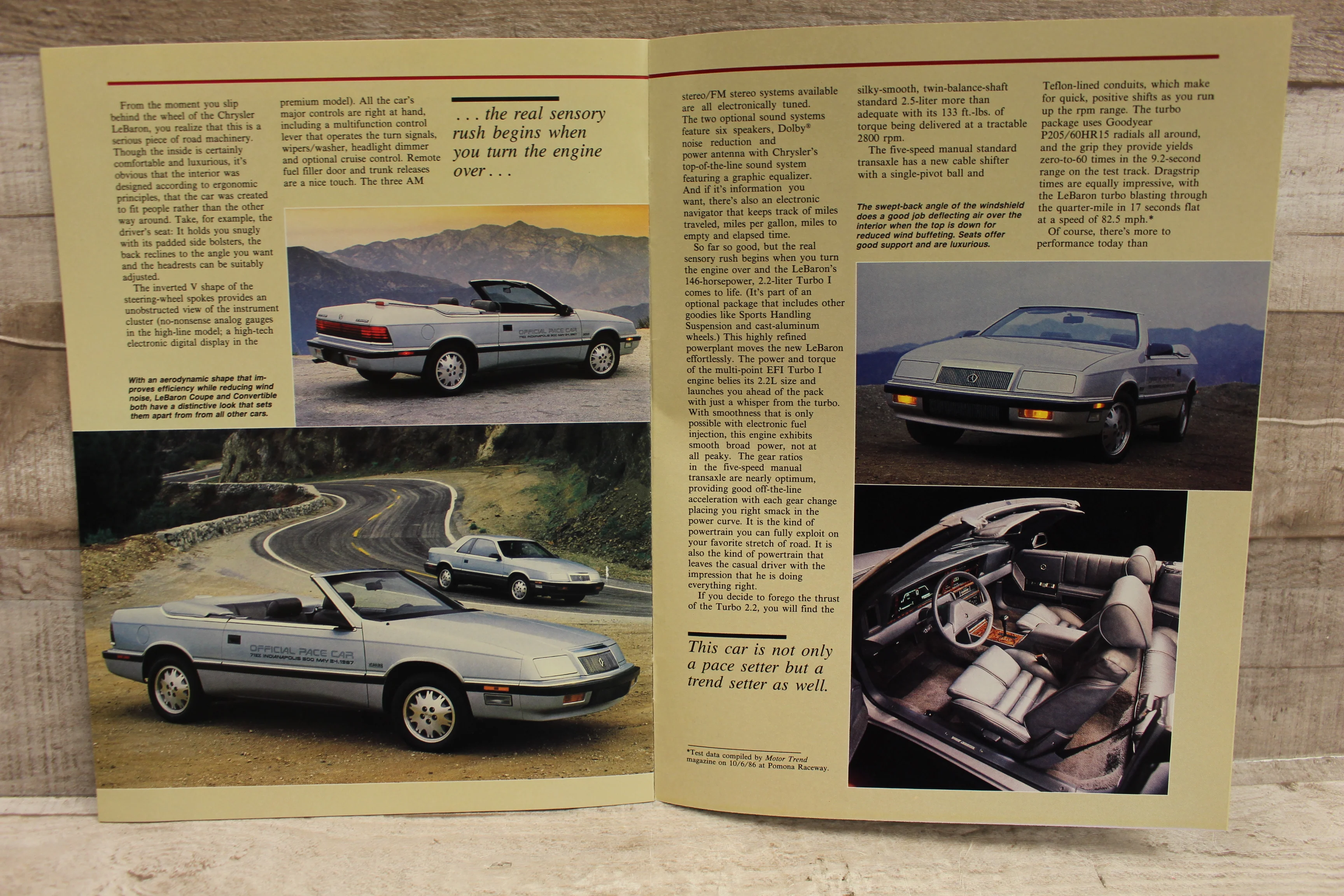 1987 Chrysler Le Baron Pace Car Brochure Catalog -Used - Image 2