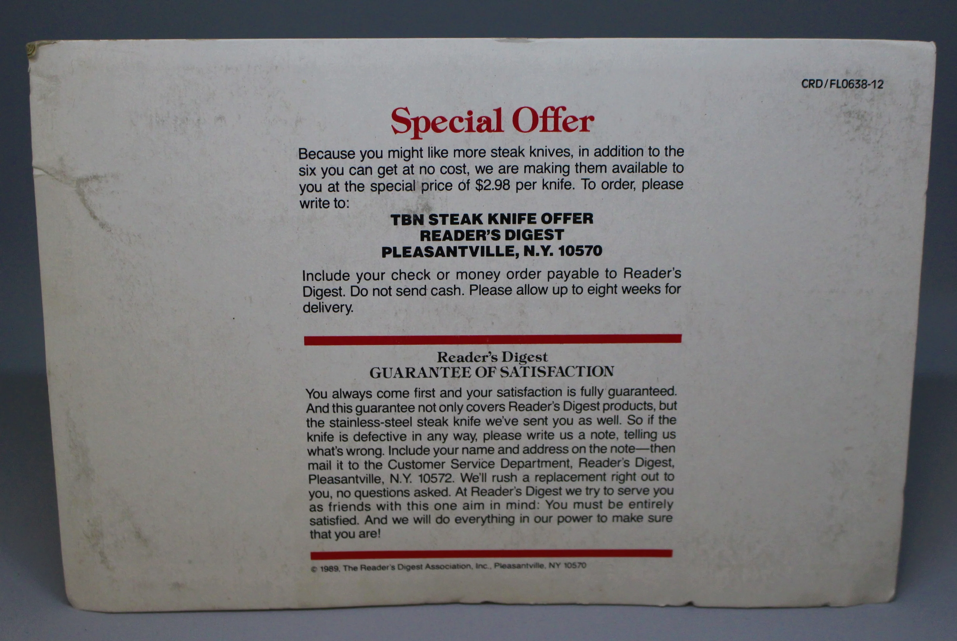 1989 Reader's Digest Serrated Stainless Steel Steak Knife Special Offer - New - Image 2