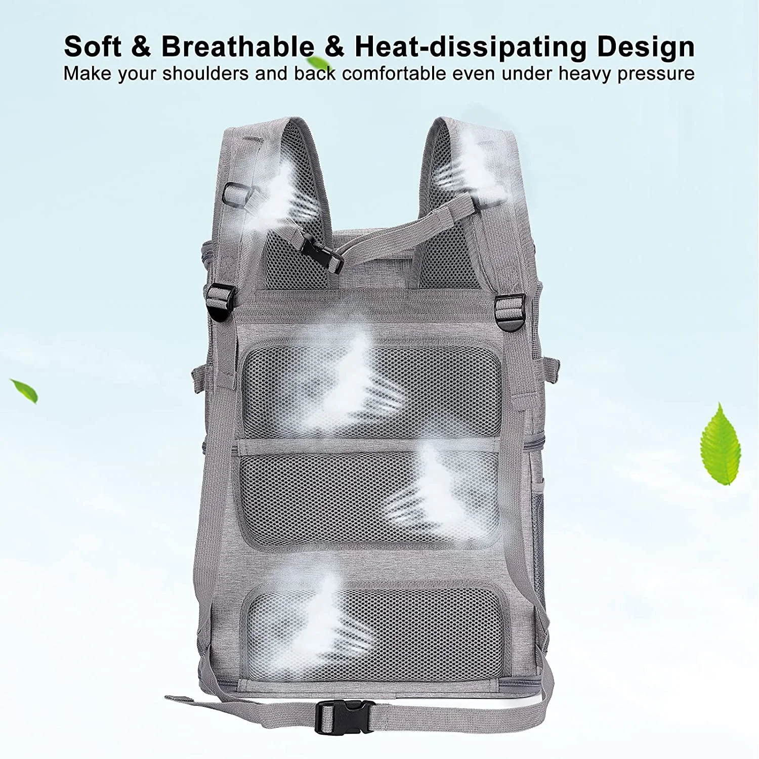 2-In-1 Double Pet Cat Carrier Backpack - Portable Travel - Gray - Used - Image 8