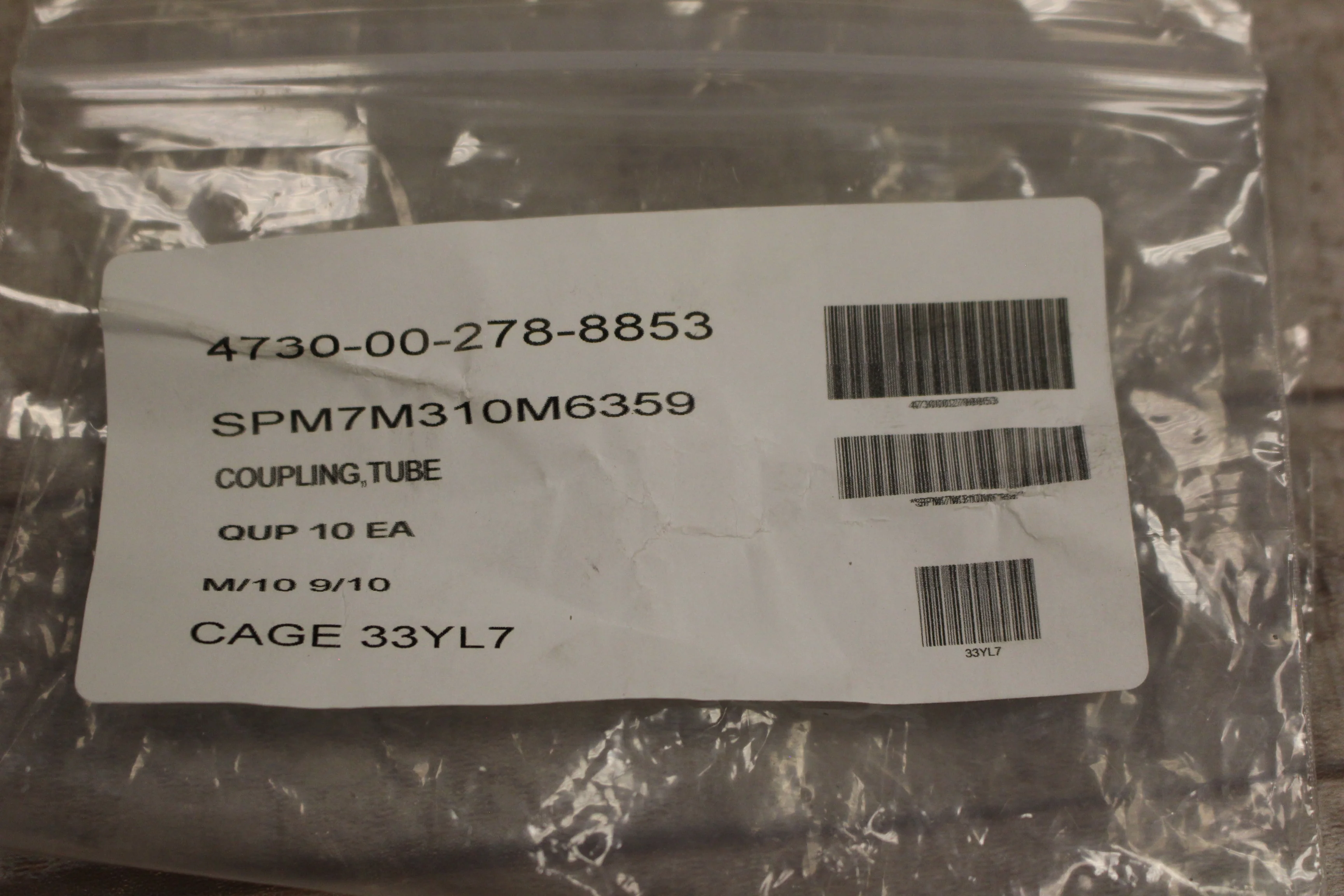 3/8 Inch Tube Coupling - Pack of 10 - 4730-00-278-8853 - J512 - New - Image 4