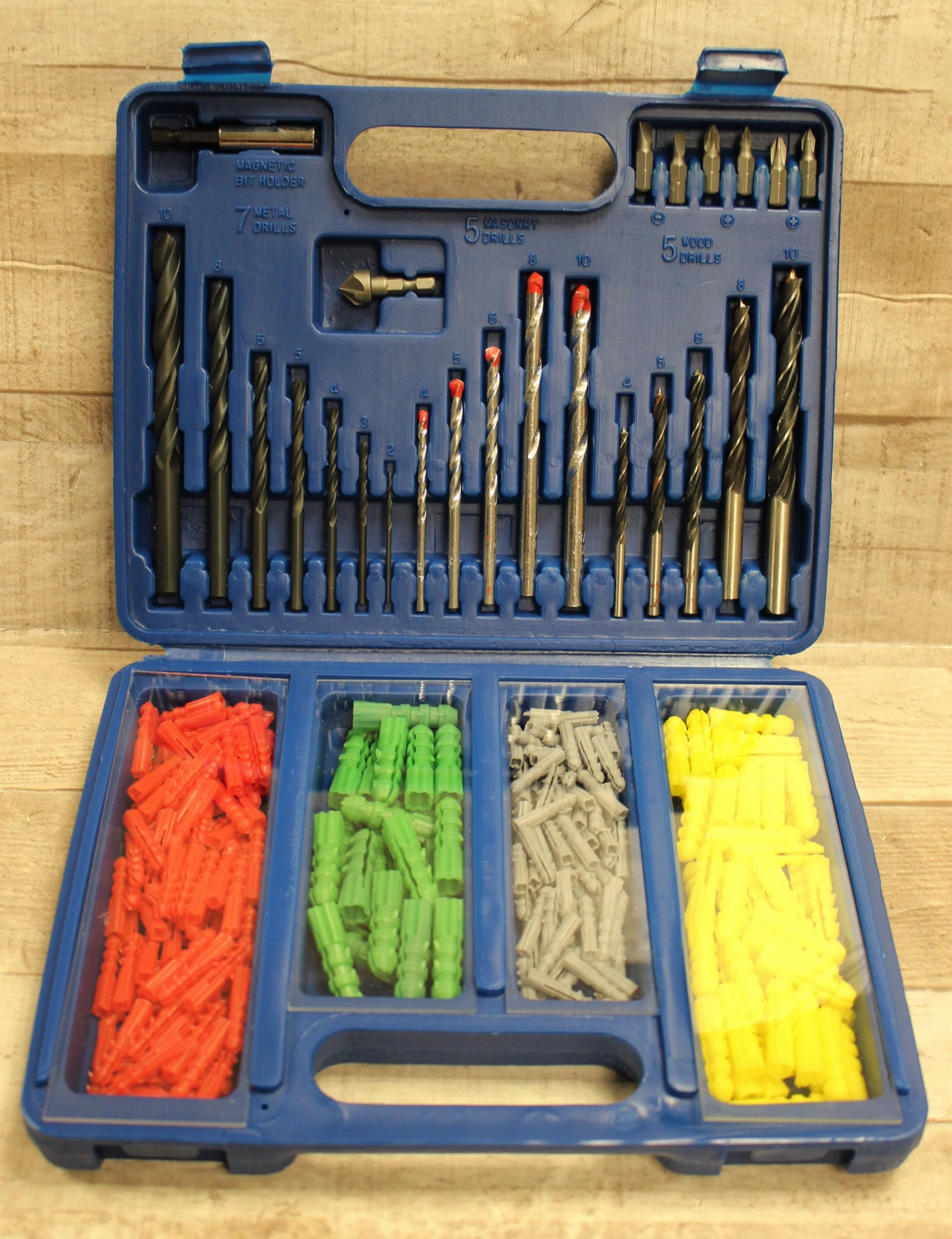 300 PC Drill Bits, Masonry Drills, Boring Bits, Screws, & Wall Anchors Plugs Kit - Image 5