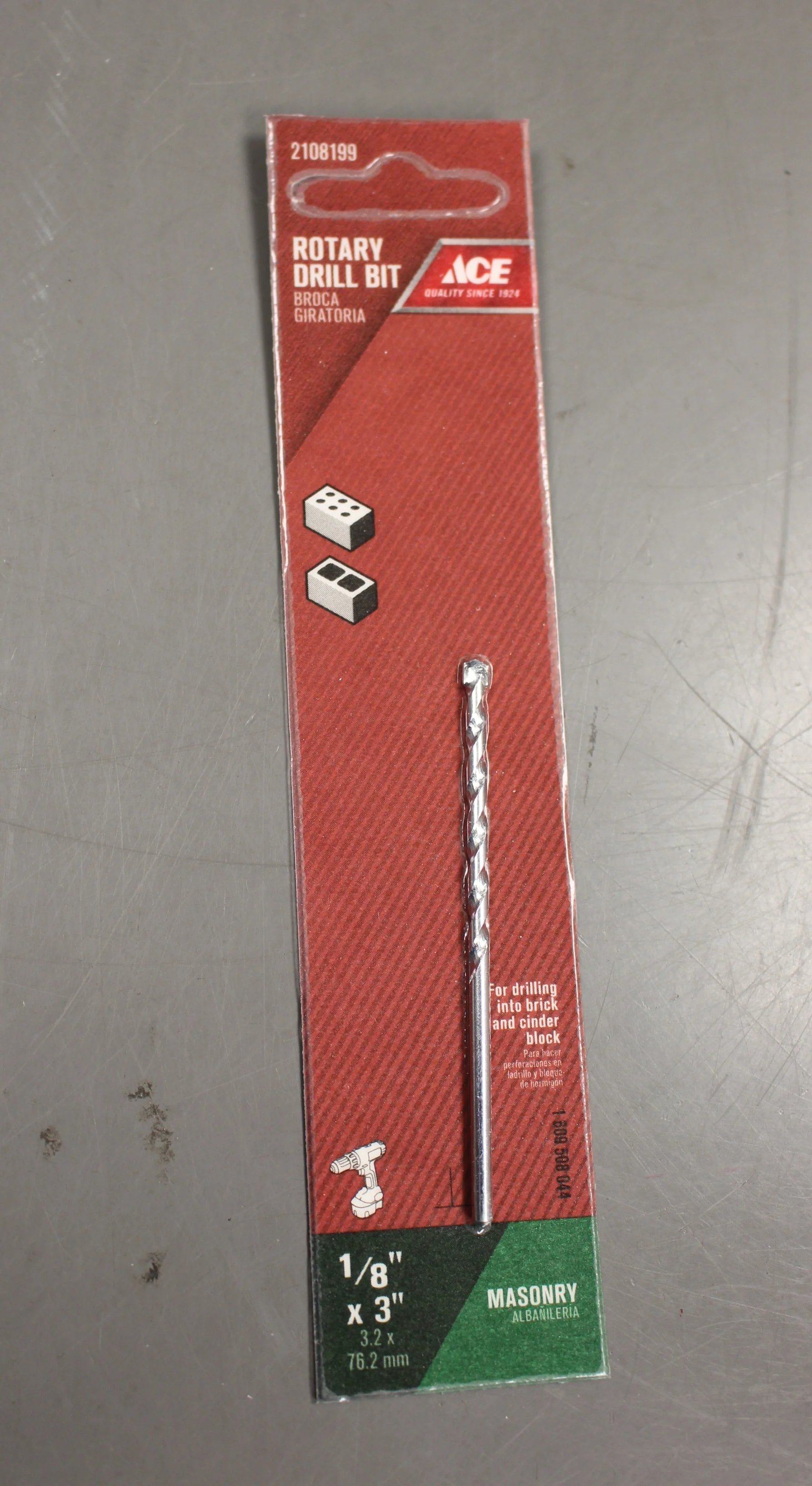ACE 1/8" x 3" Fast Spiral Rotary Masonry Rotary Drill Bit, 2108199, New