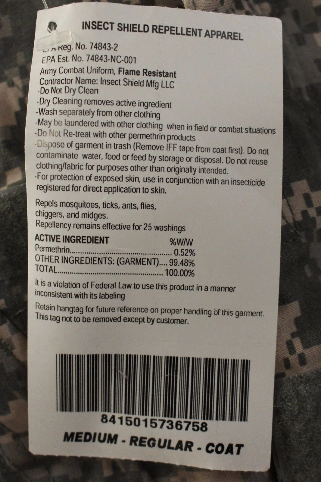 ACU Army Combat Coat - Medium-Regular - 8415-01-573-6758 - New - Image 4