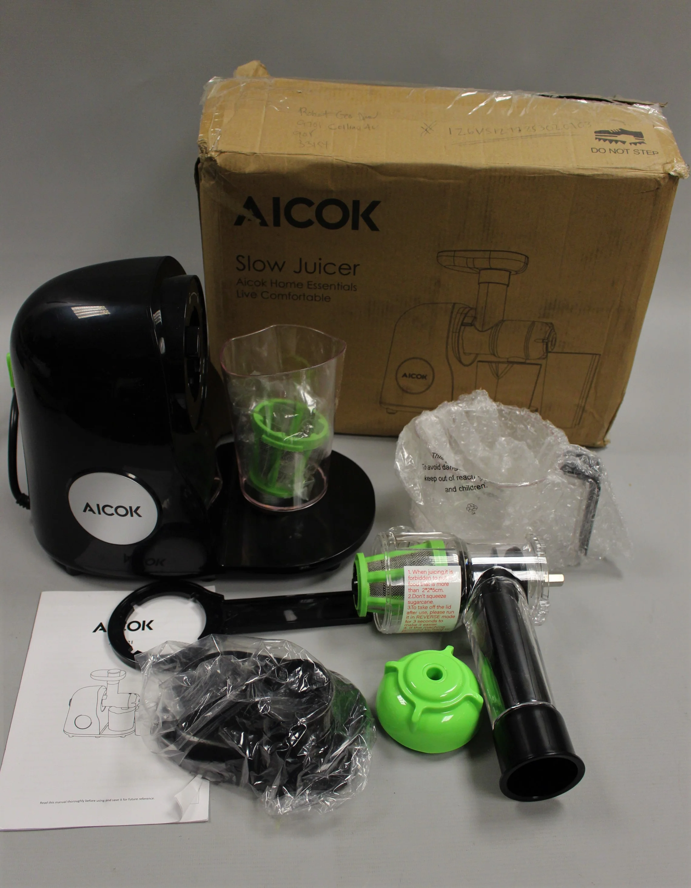 Aicok Slow Masticating Juicer - AMR521 - Black - New