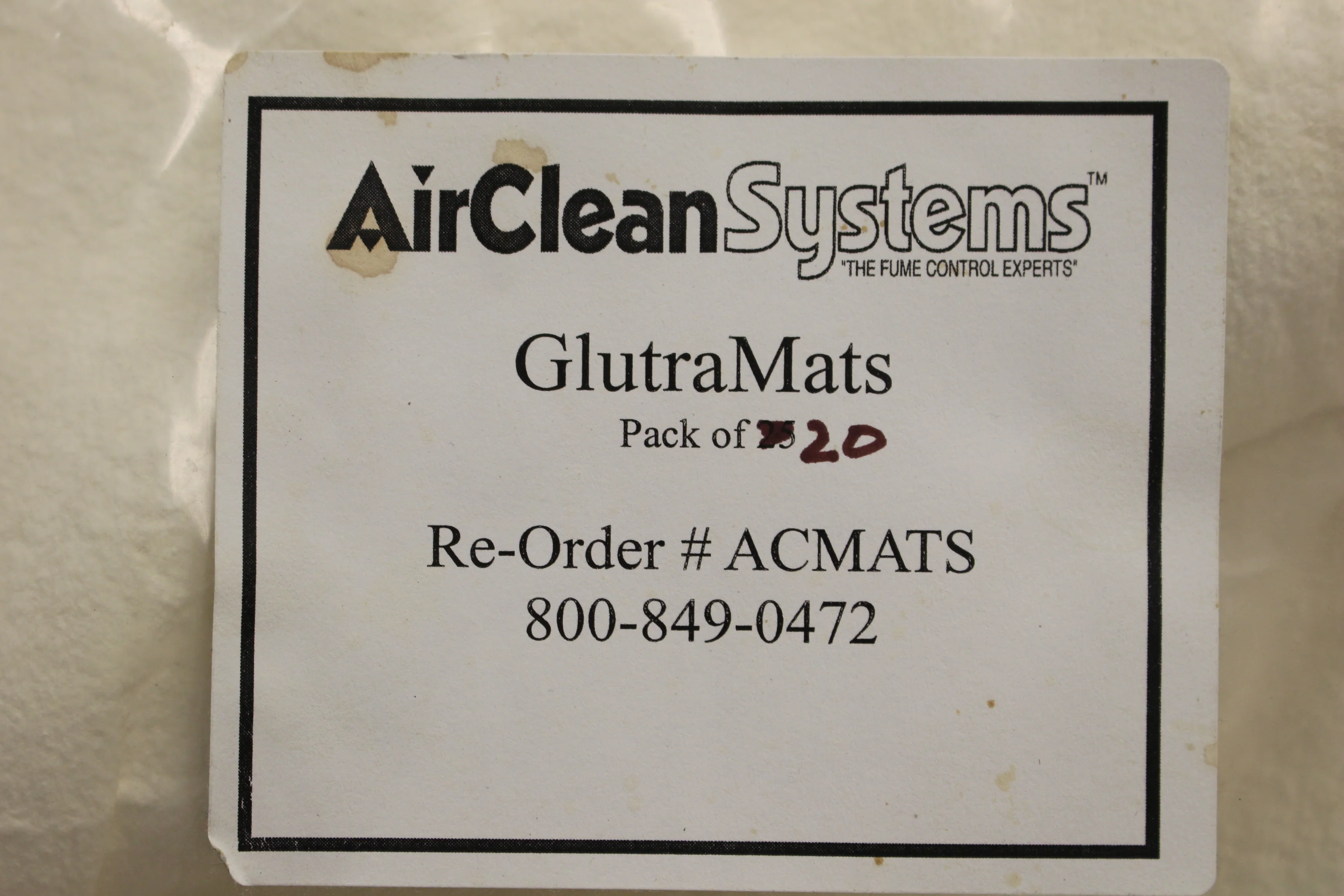 Air Clean Systems Glutra Mats - Pack of 20 - New - Image 2