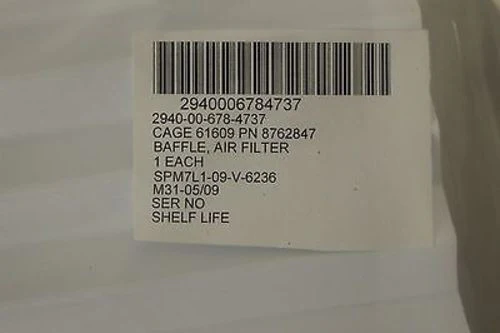 Air Filter Baffle - NSN: 2940-00-678-4737 - P/N: 8762847 - 2940006784737 - New! - Image 2