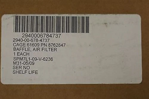 Air Filter Baffle - NSN: 2940-00-678-4737 - P/N: 8762847 - 2940006784737 - New! - Image 5