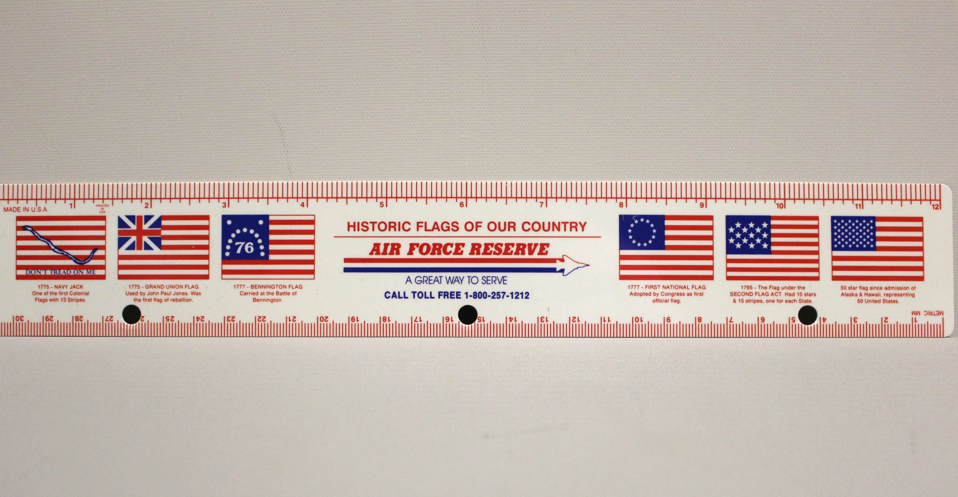 AIR FORCE RESERVE US Flag Advertising Ruler - Used