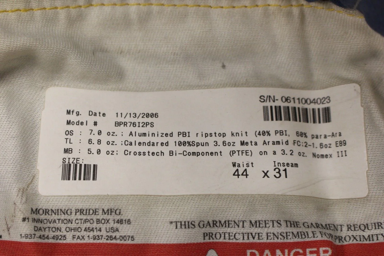 Aluminum Morning Pride Pants / Overalls for Firefighters - Various Sizes - Image 4