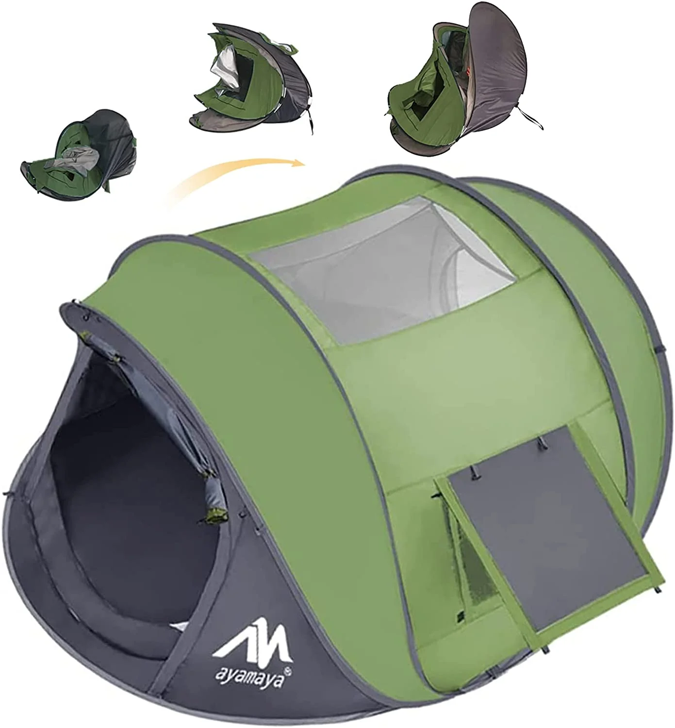 AYAMAYA 4 Person Automatic Pop Up Tent with Skylight, Rainfly, & Ground Cover - Image 2