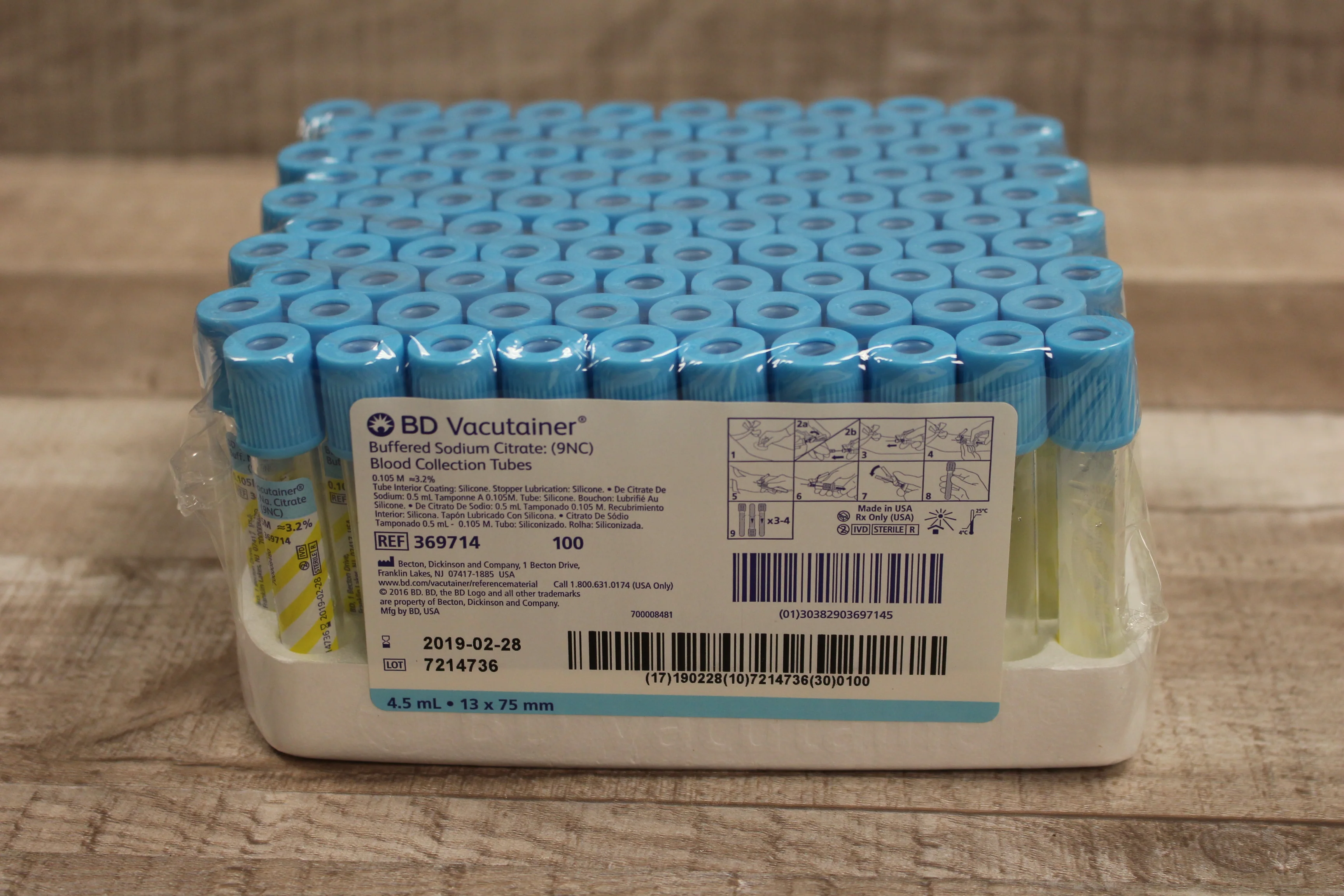 BD Vacutainer Buffered Sodium Citrate Blood Collection Tubes - 369714 - Set of 100 - New