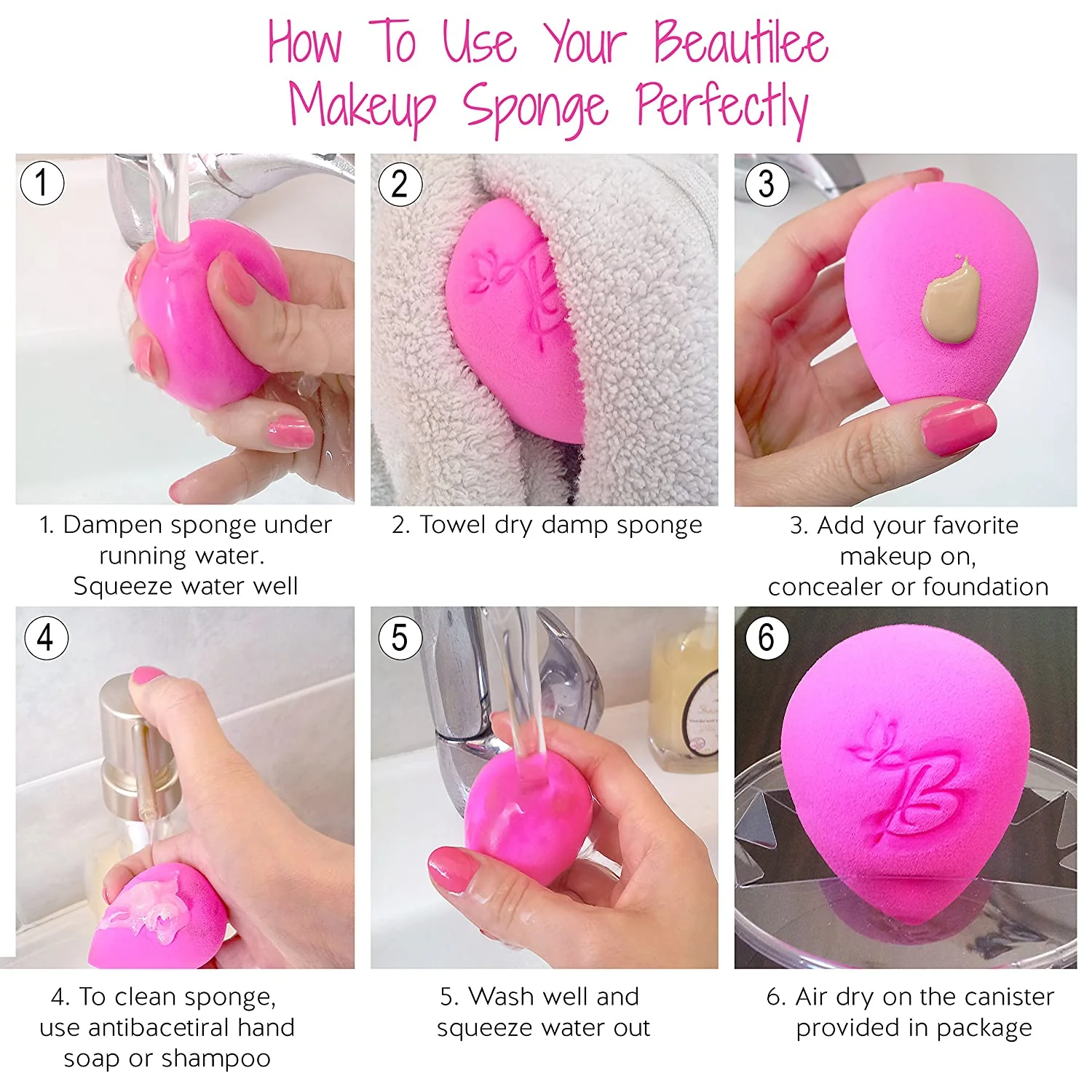 Beautilee Makeup Blending: Blend Like a Pro with This 3 Piece Beauty Kit - Gold - Image 3