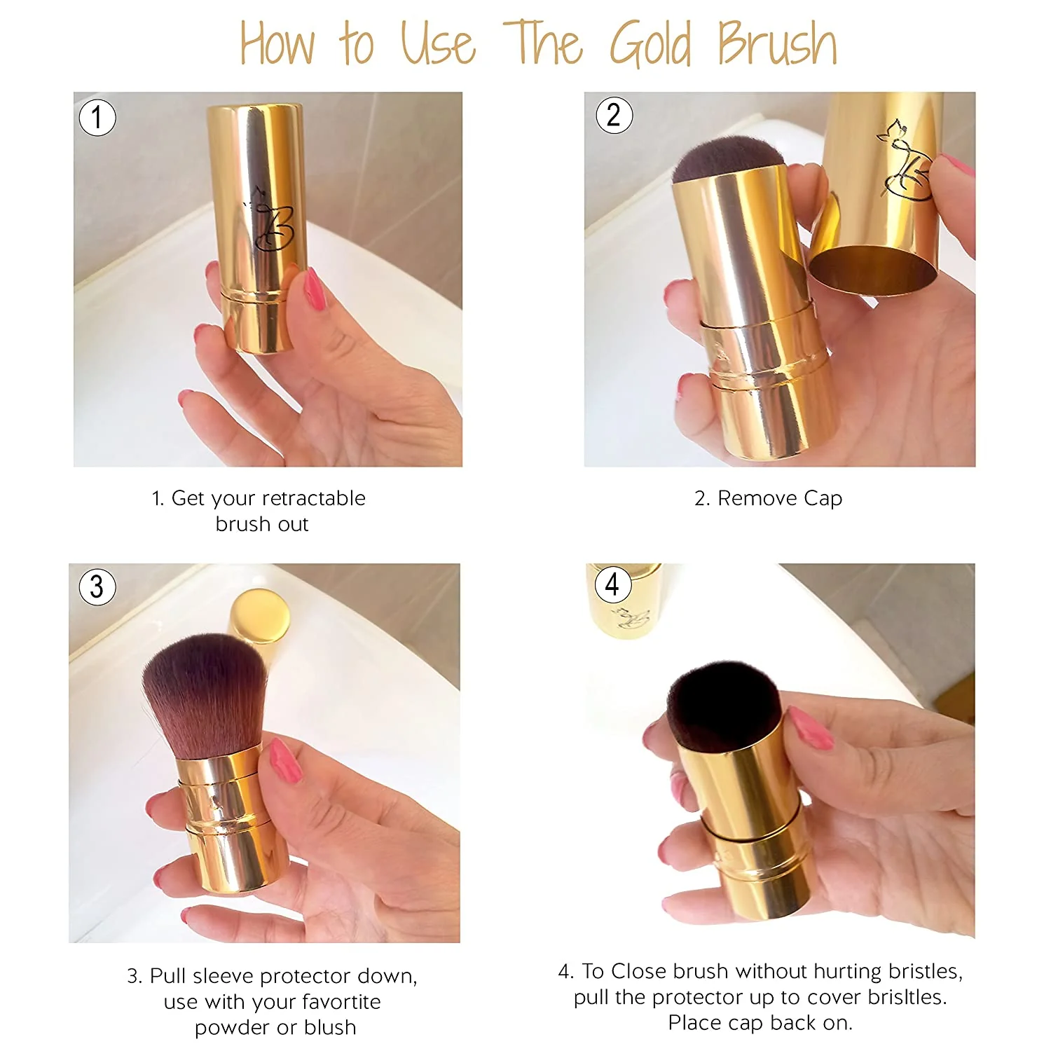 Beautilee Makeup Blending: Blend Like a Pro with This 3 Piece Beauty Kit - Gold - Image 4