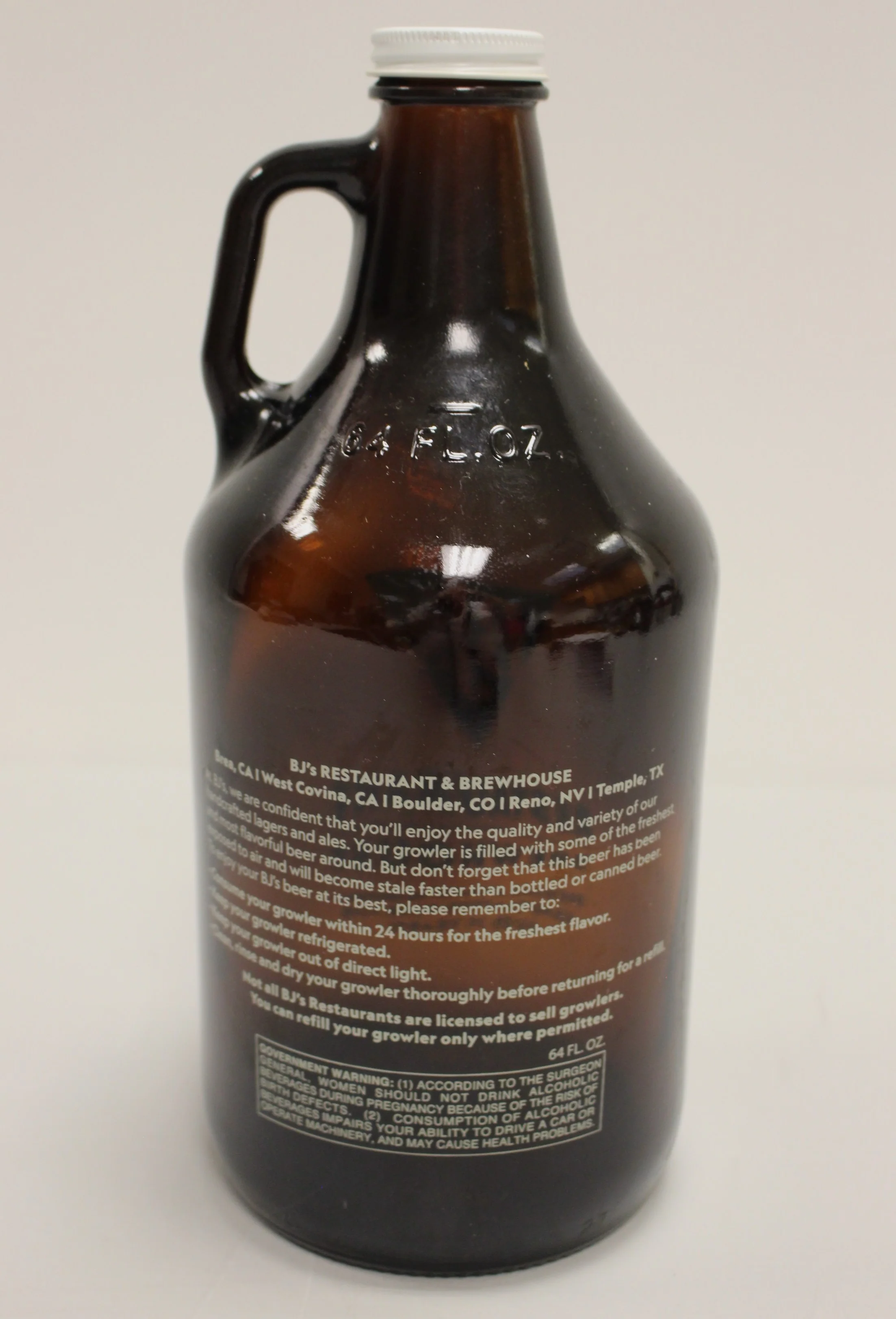 BJ's Restaurant Brewhouse Beer Bottle Jug - 64 Fl Oz - Used - Image 2