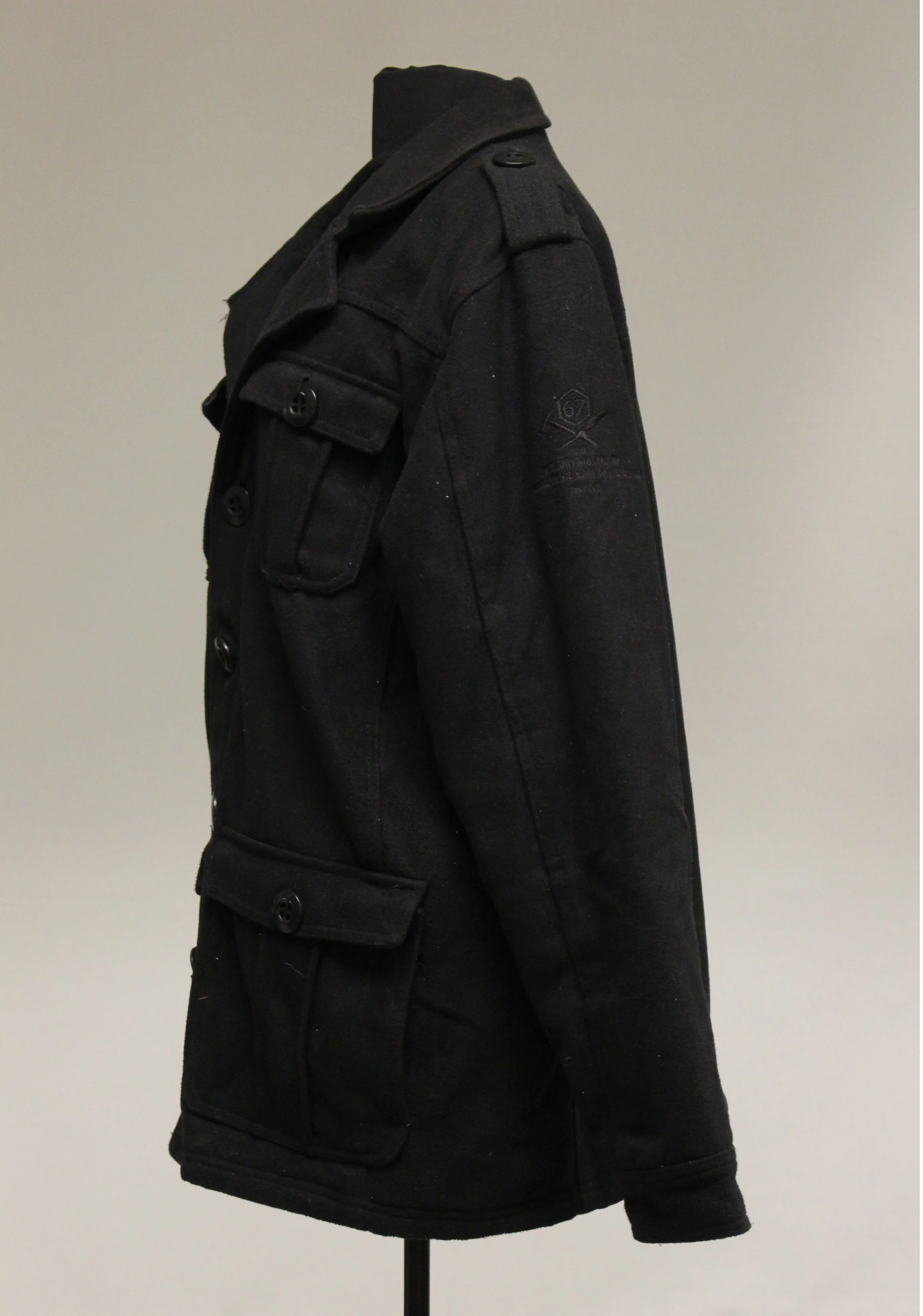 BKE 67 Black Lined Button Up Coat. Medium - Image 2