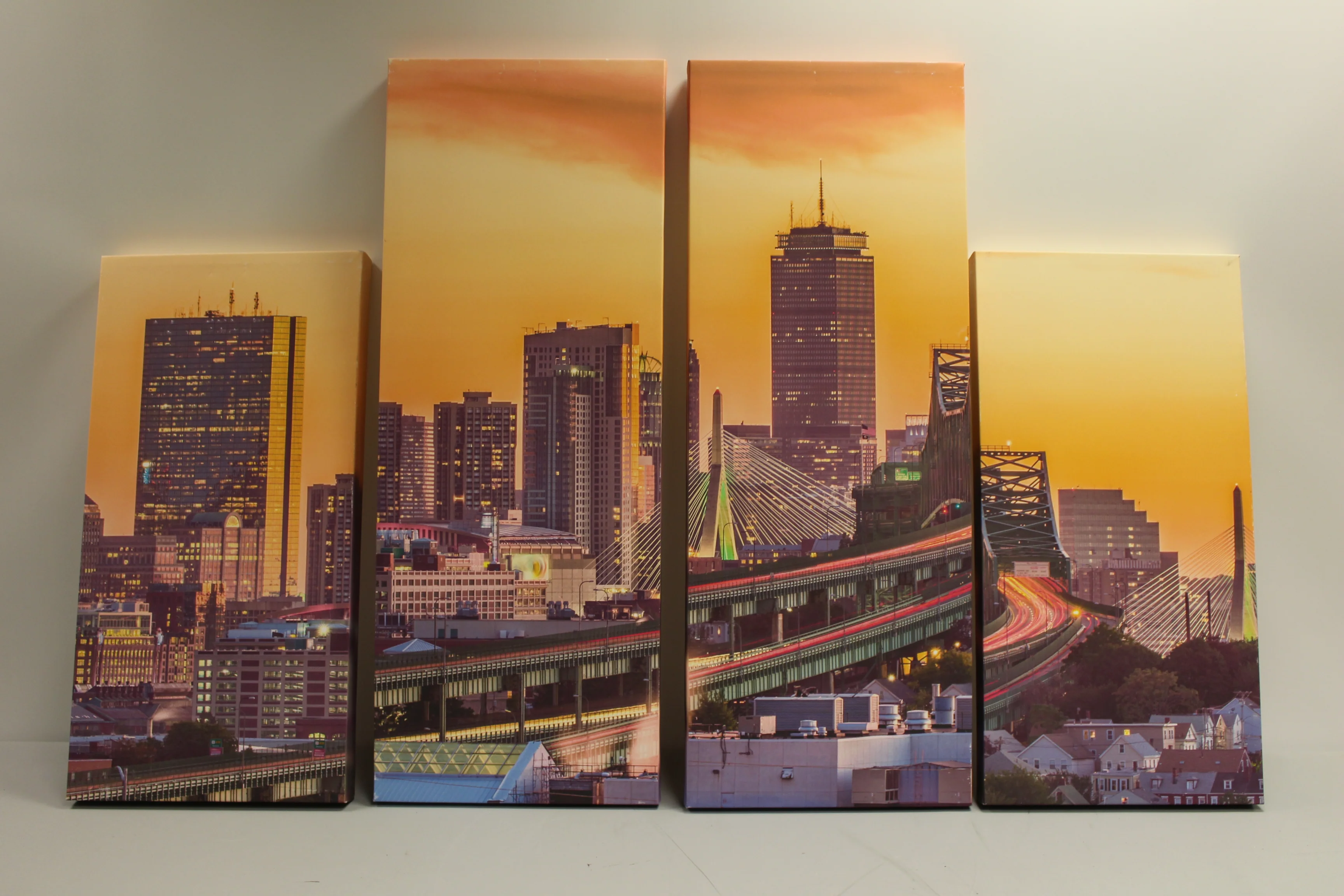 Boston Sunset Drive Multi Panel Canvas Wall Art - Used