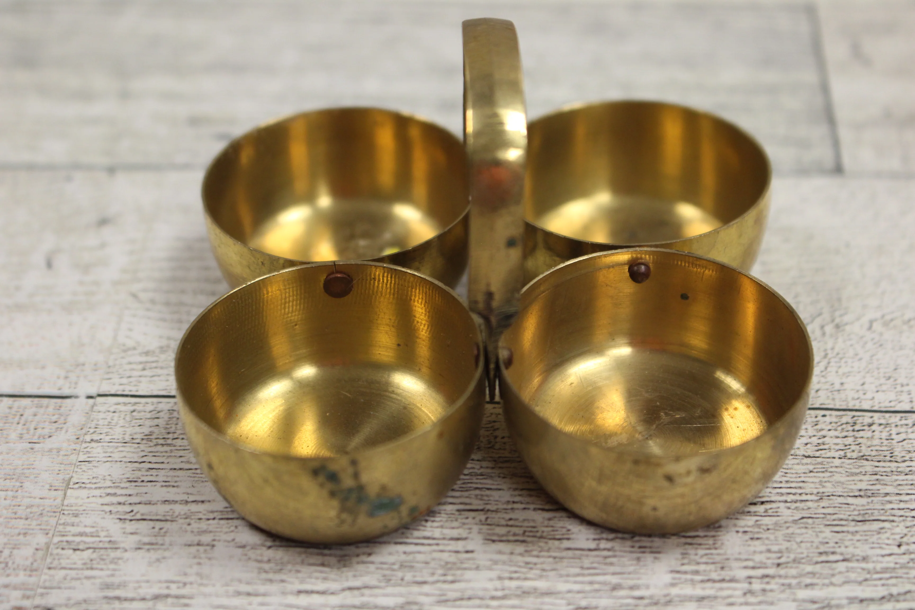 Brass Chowmukh Haldi 4 Bowl Holder - Used - Image 3