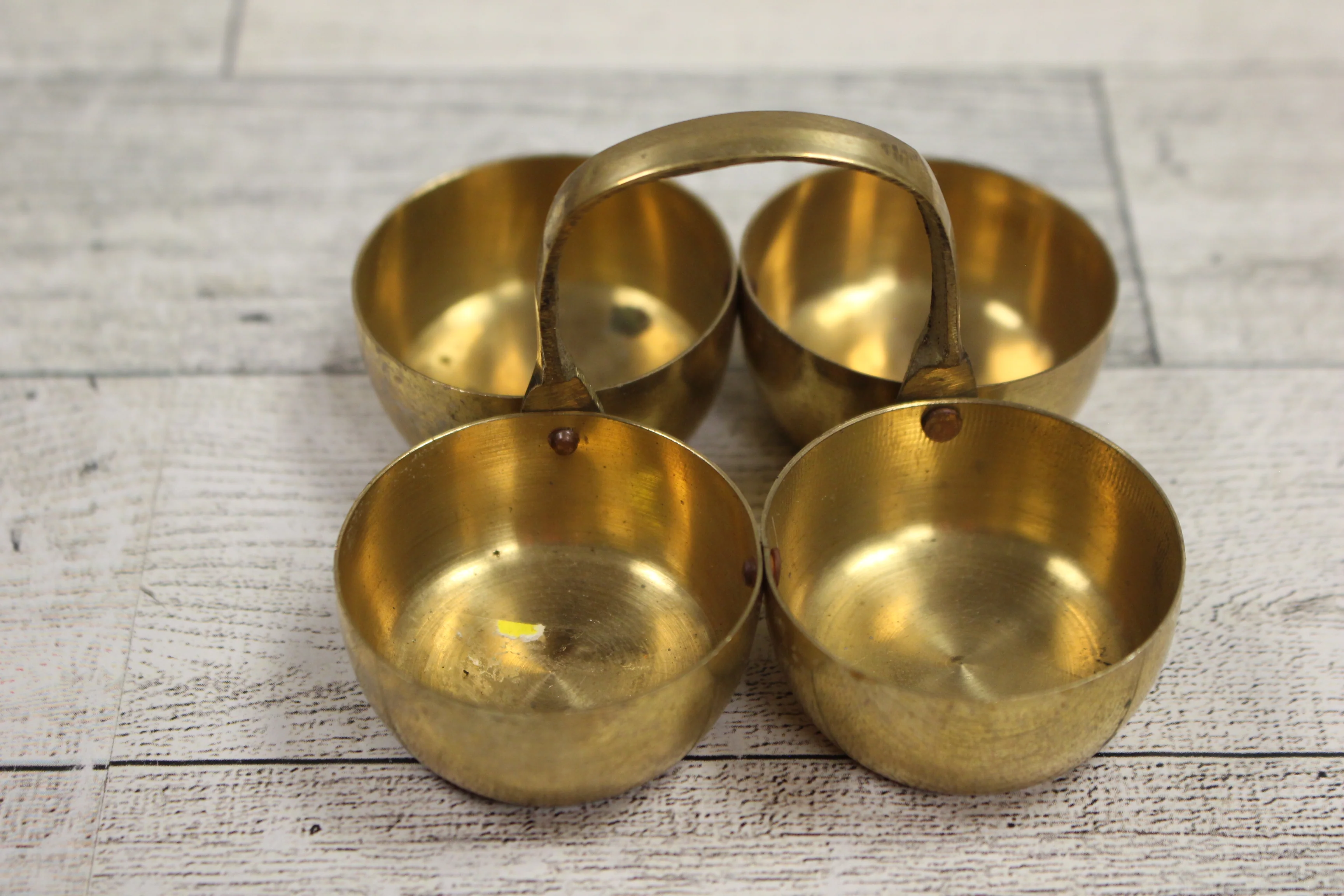 Brass Chowmukh Haldi 4 Bowl Holder - Used - Image 4