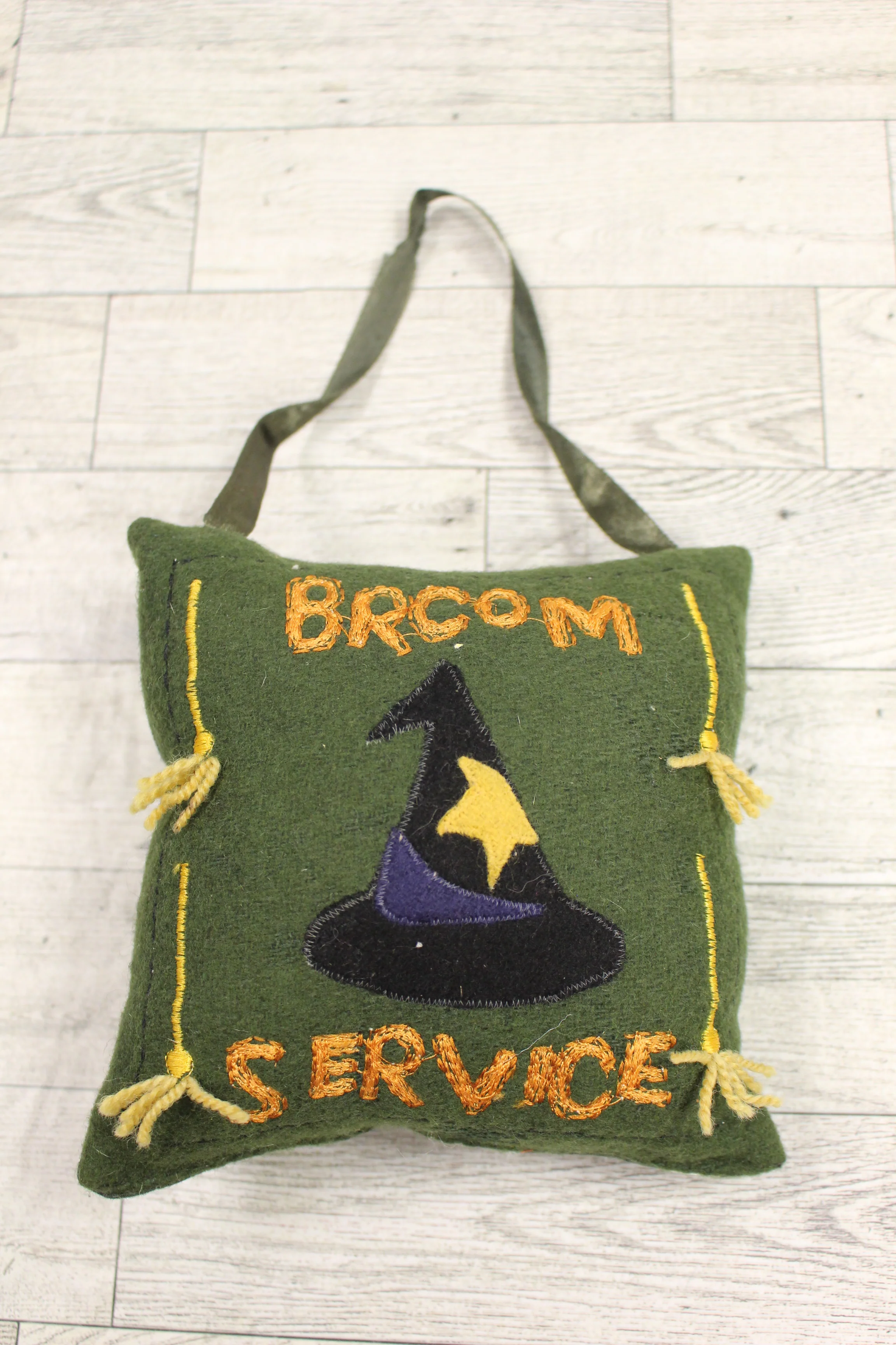 "Broom Service" Handmade Pillow Door Hanger - Used