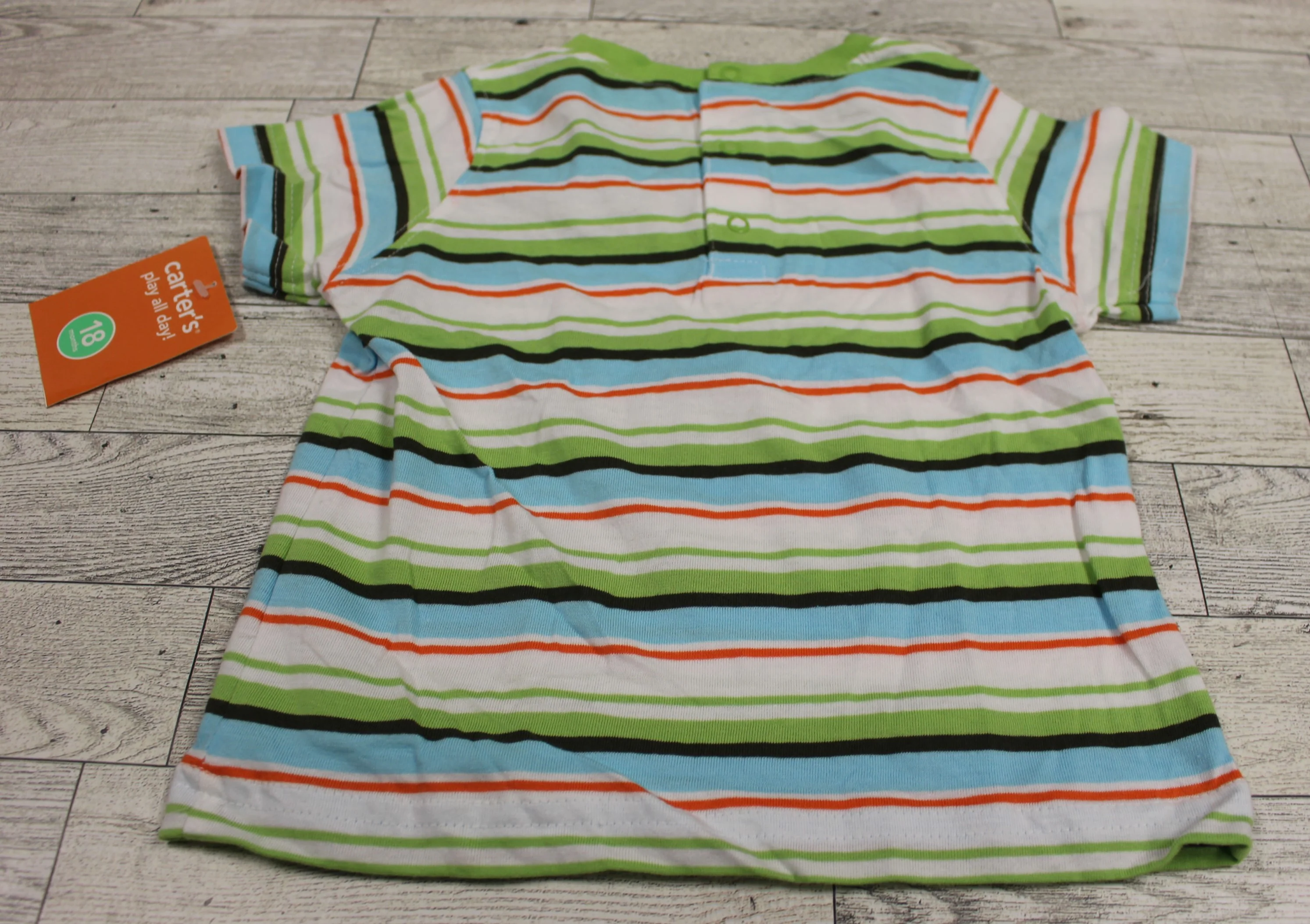 Carter's Striped Short Sleeve Polo T-Shirt - 18 Months - New