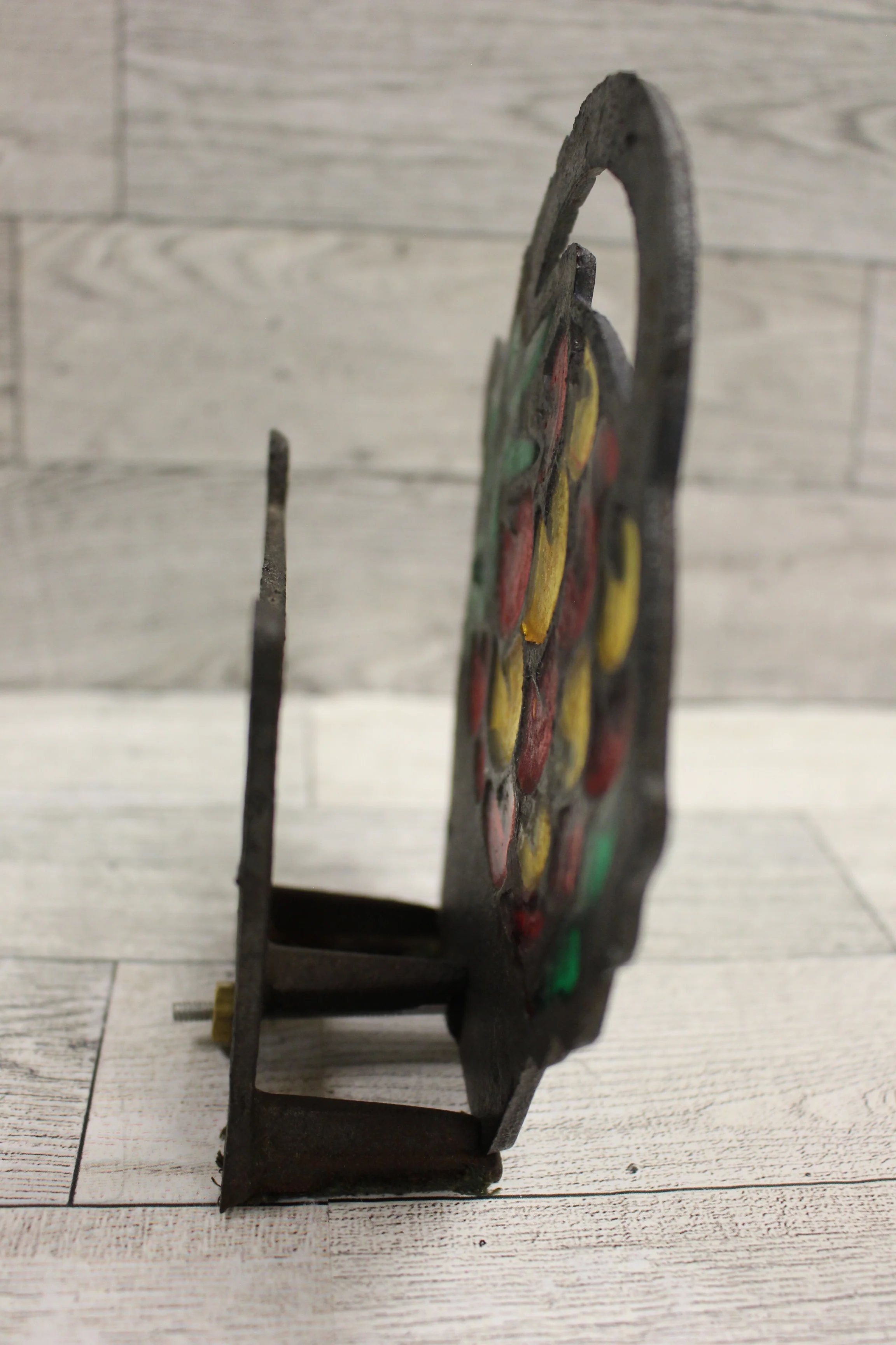 Cast Iron Metal Stained Glass Basket with Cherries Napkin Holder - Used - Image 3