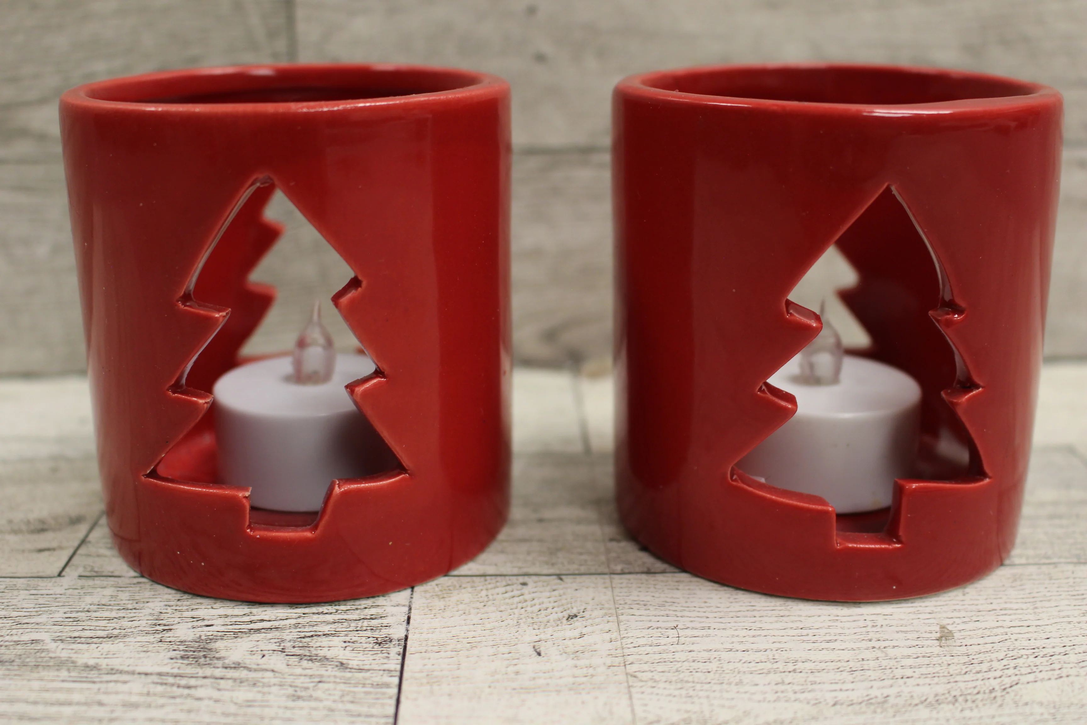 Christmas Ceramic Tree Candle Holders - Set of 2 - Used - Image 6
