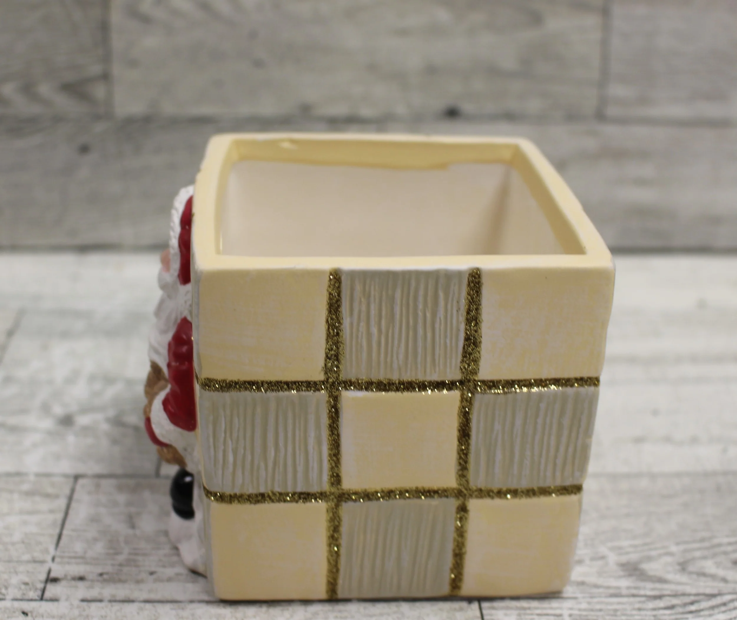 Christmas Santa Ceramic Square Holiday Cube for Candles or Crafts - New - Image 2