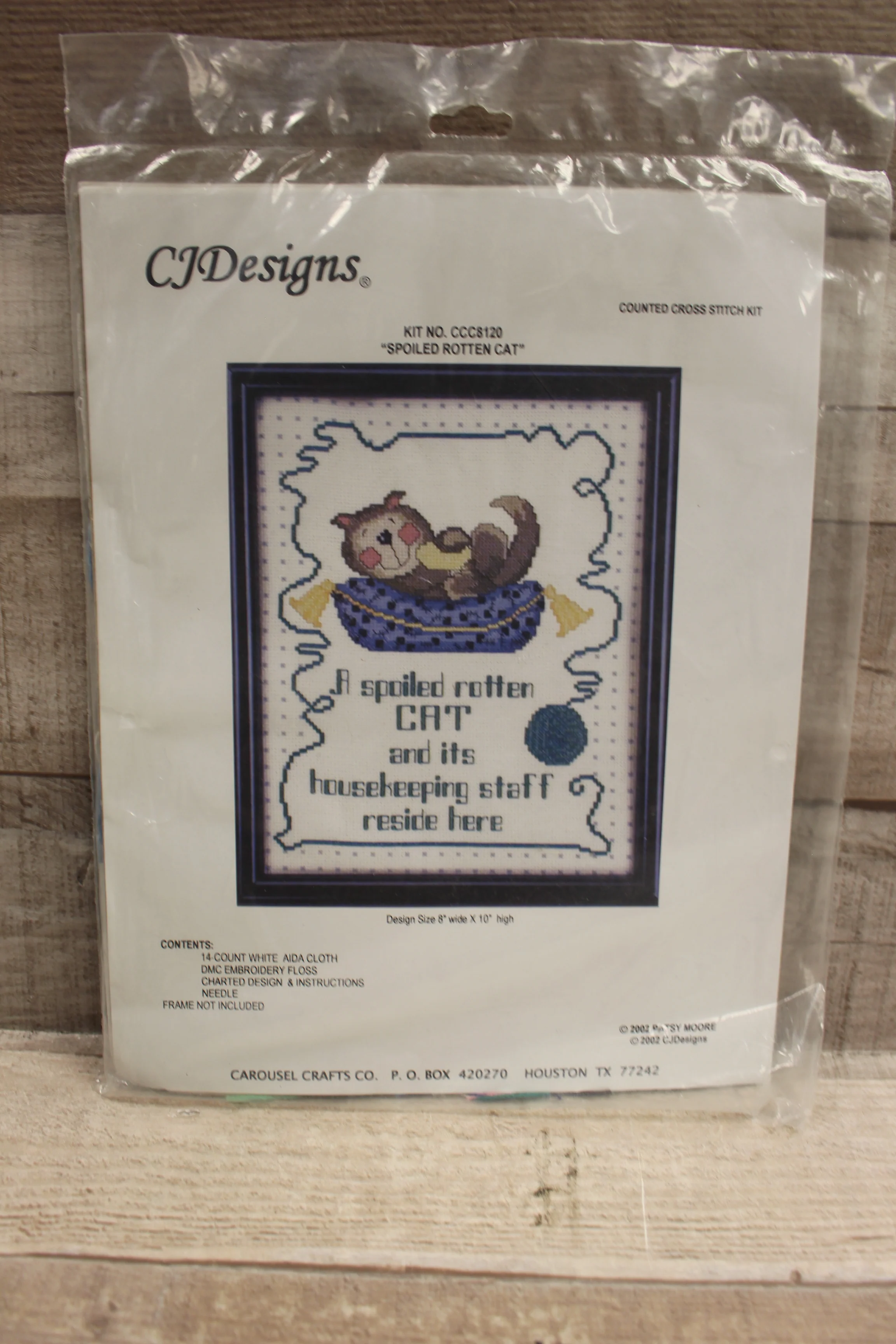 CJDesigns "Spoiled Rotten Cat" DIY Cross Stitch Kit -Cat Design -New