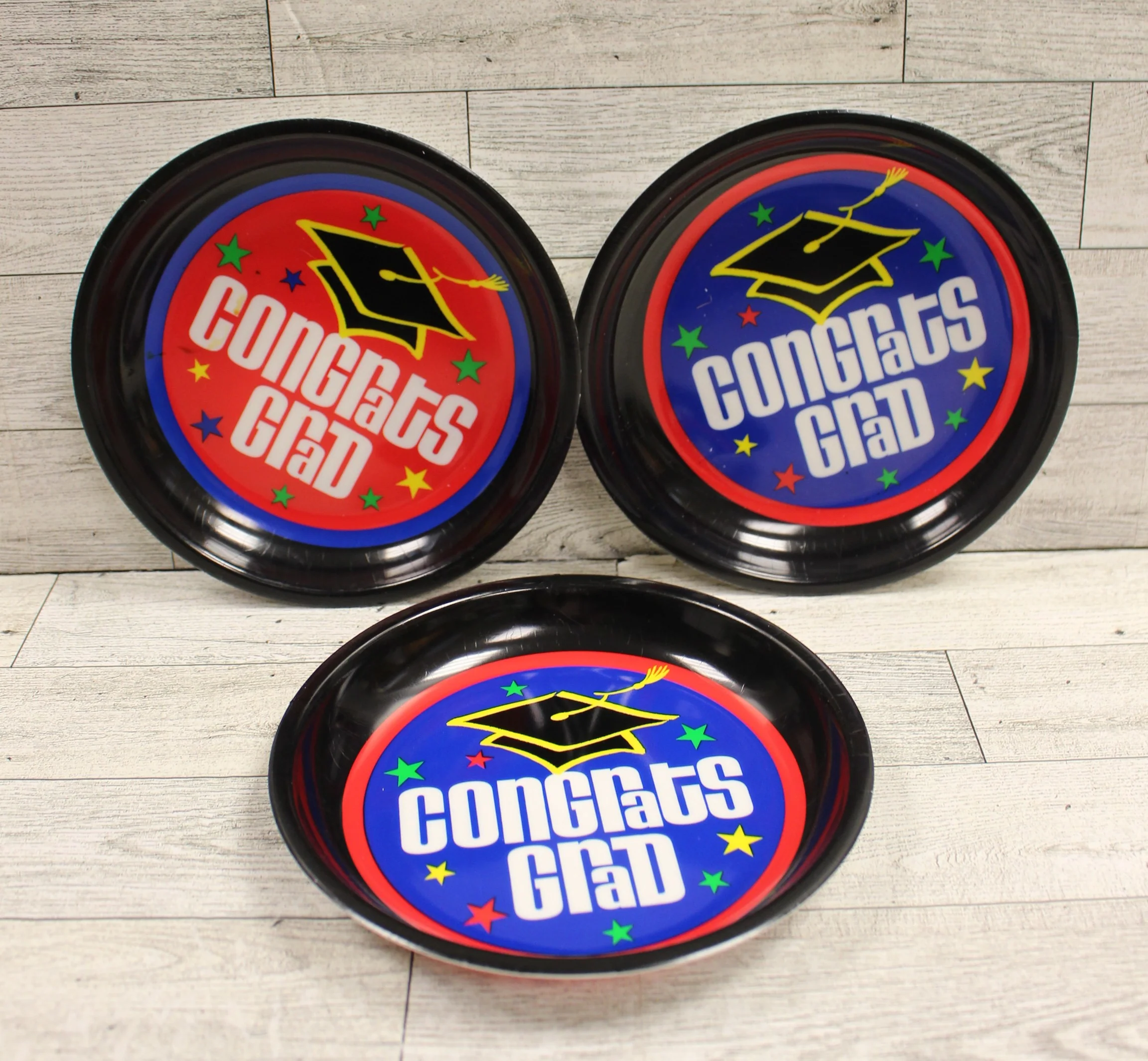 Congrats Grad 6.5" Trays - Pack of 3 - Graduation Parties - Used