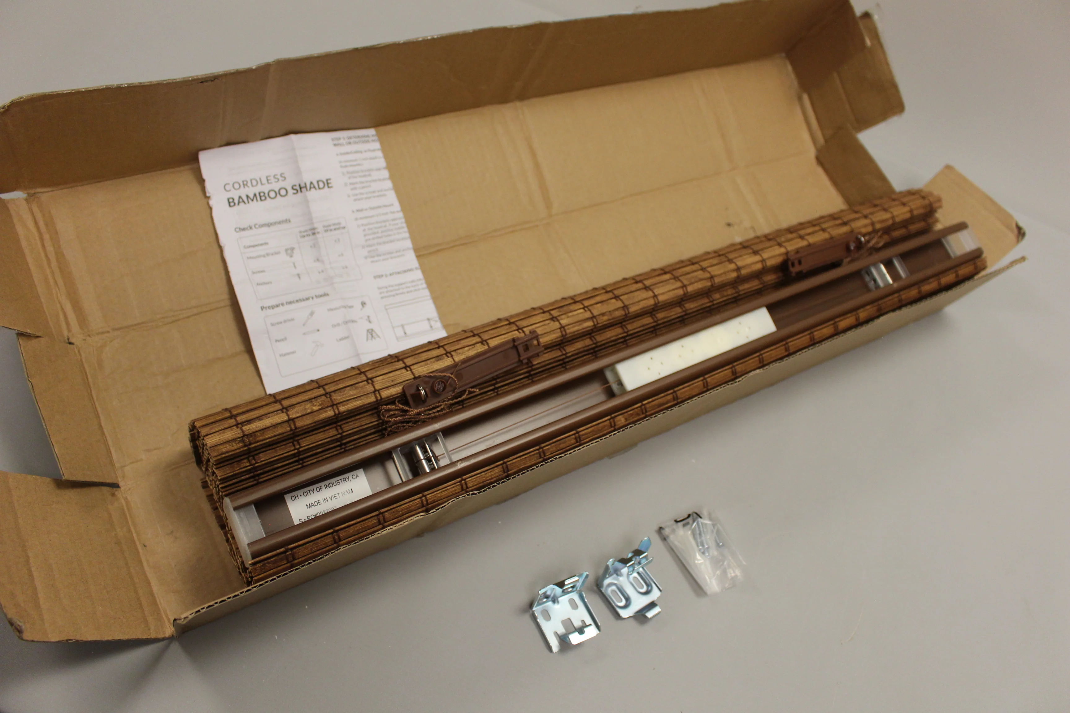 Cordless Bamboo Shade - 27" Wide - Borwn - New Parts Only