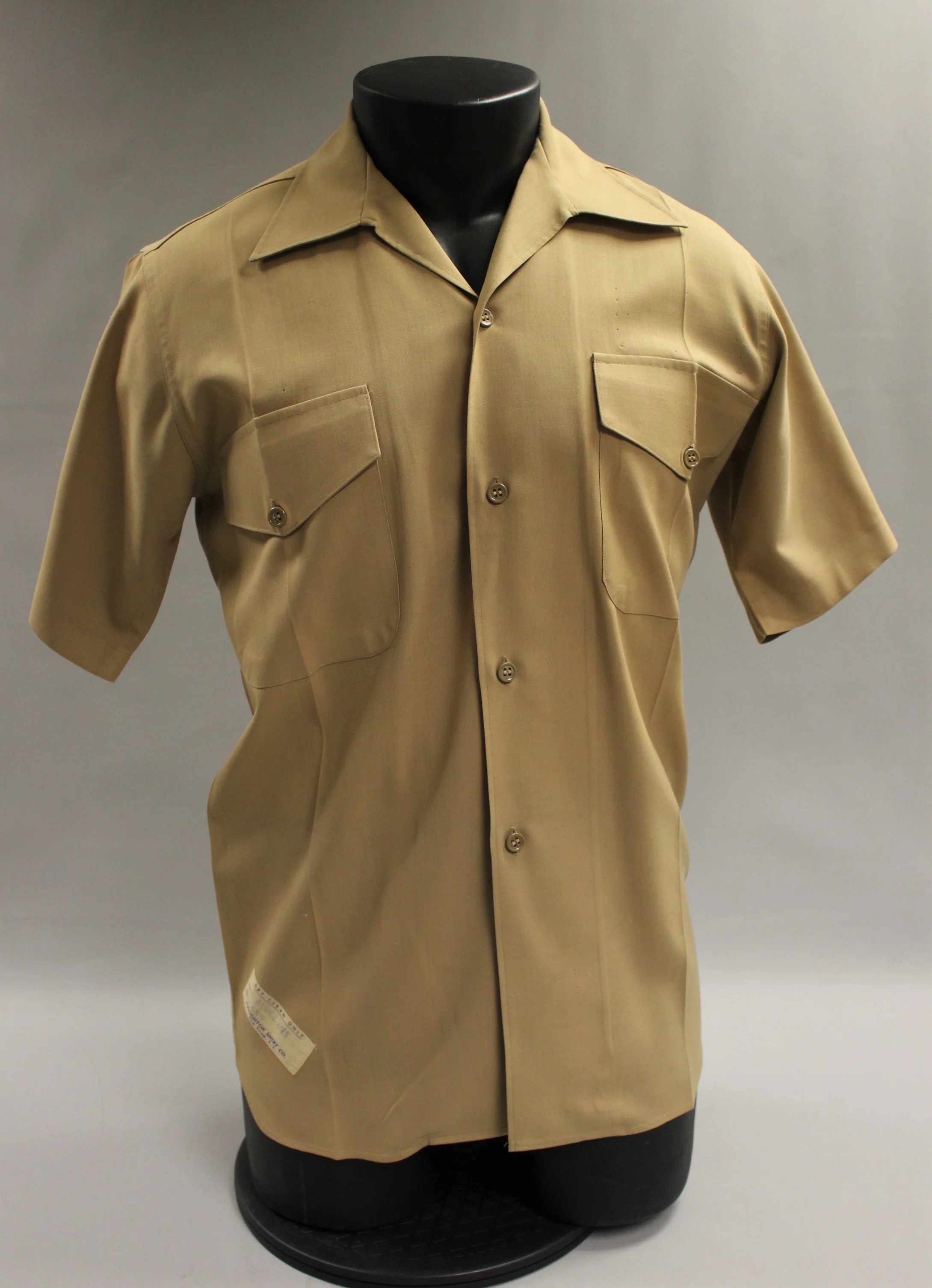 Creighton Marine Khaki Short Sleeve Button Up Shirt - Large (16-16.5) - Used