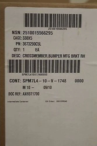 Crossmember Bumber, NSN: 2510-01-556-6295, P/N: 3673290C5L, New! - Image 2