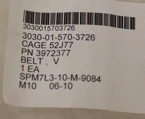 Cummins V Ribbed Belt - 3972377/ G12-C7-F09 / 3030-01-570-3726 - New - Image 4