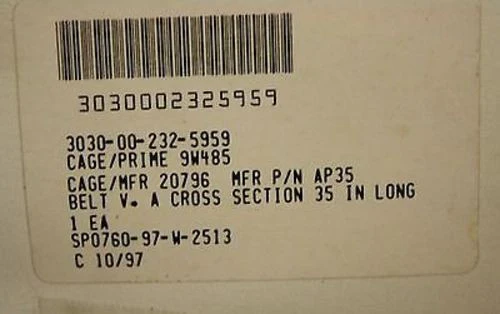 Dayco Super Blue Ribbon V Belt, Part AP35, NSN 3030-00-232-5959 - Image 3