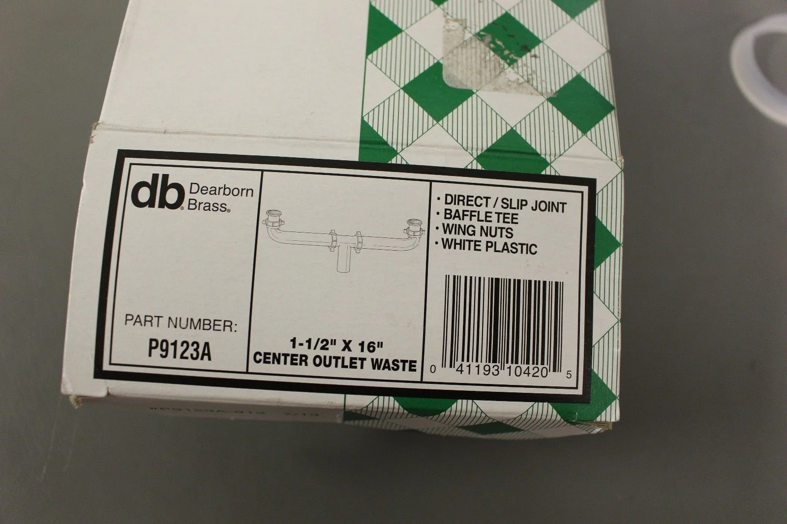 Dearborn Plastic Tubular Center Outlet Waste with Baffle Tee,P/N P9123A, NEW! - Image 2