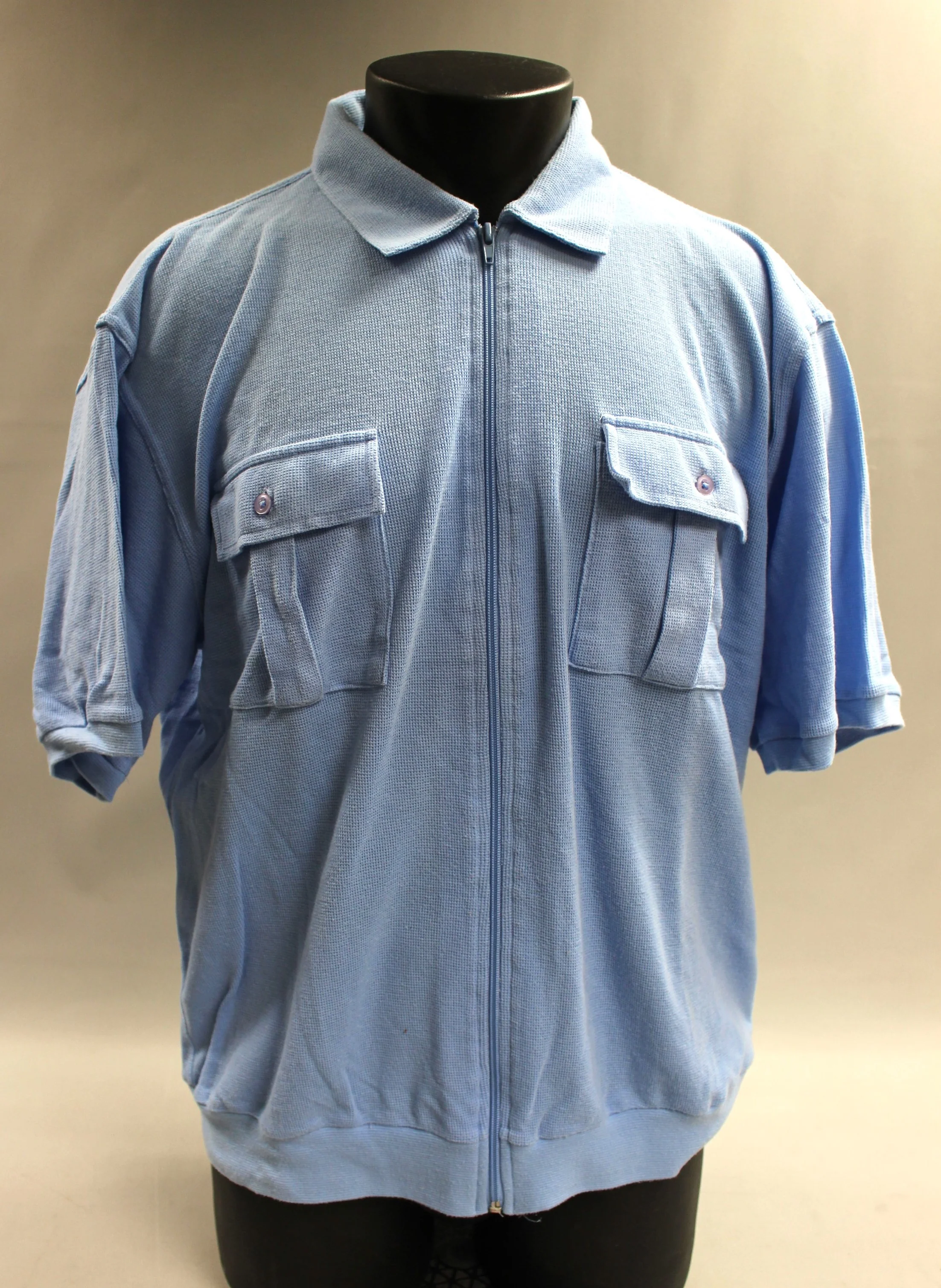 Duke Haband Men's Zip Up Vest Shirt With Pockets - Size Large -Blue -Used