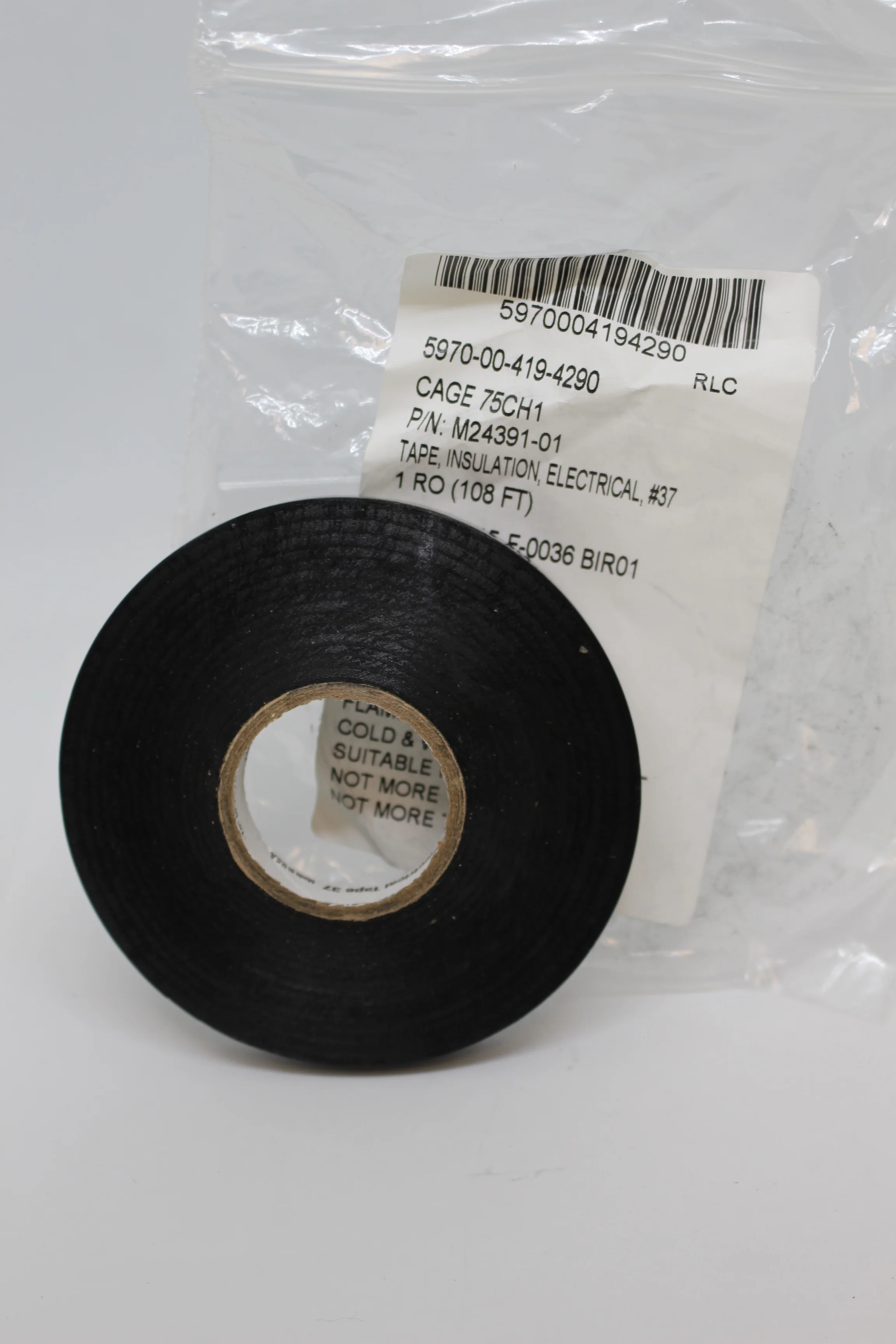 Electrical Flame Retardant Insulation Tape #37, 5970-00-419-4290, P/N M24391-01, New!