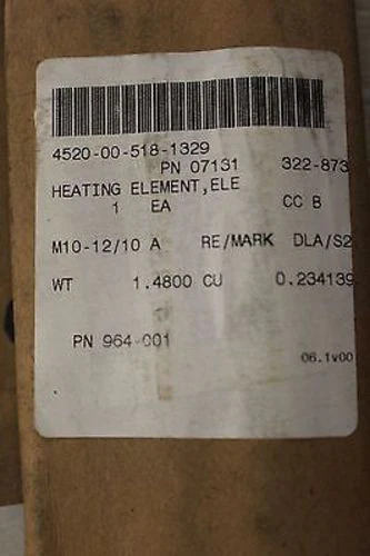 Electrical Heating Element, P/N 07131, NSN 4520-00-518-1329 - Image 6