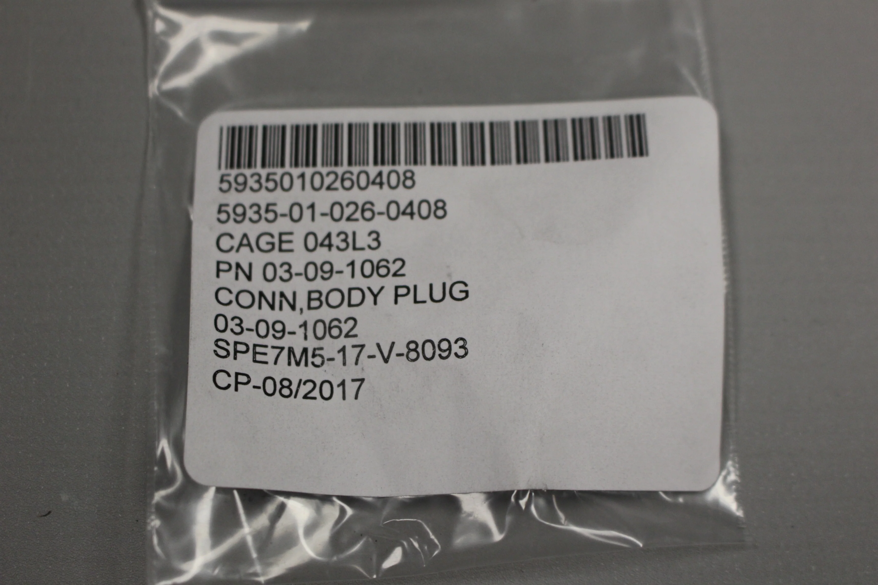 Electrical Plug Connector Body, 5935-01-026-0408, 03-09-1062, New - Image 3