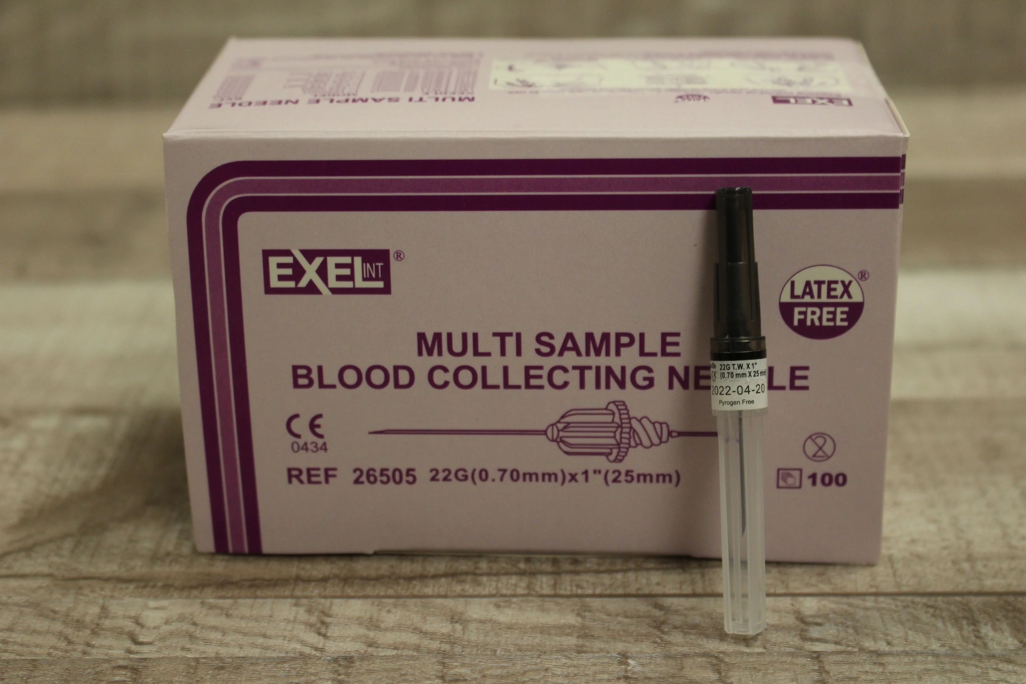 Exel Multi Sample Blood Collecting Needles - Pack of 100 - 22G x 1" - New