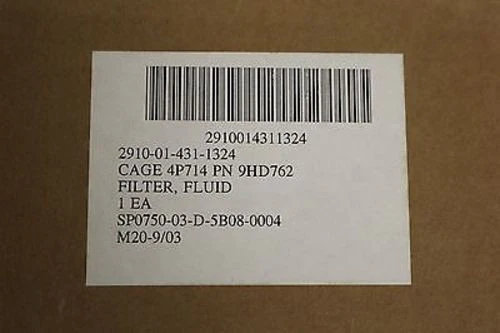 Fluid Filter Element, P/N: 9HD762, NSN: 2910-01-431-1324, New - Image 2