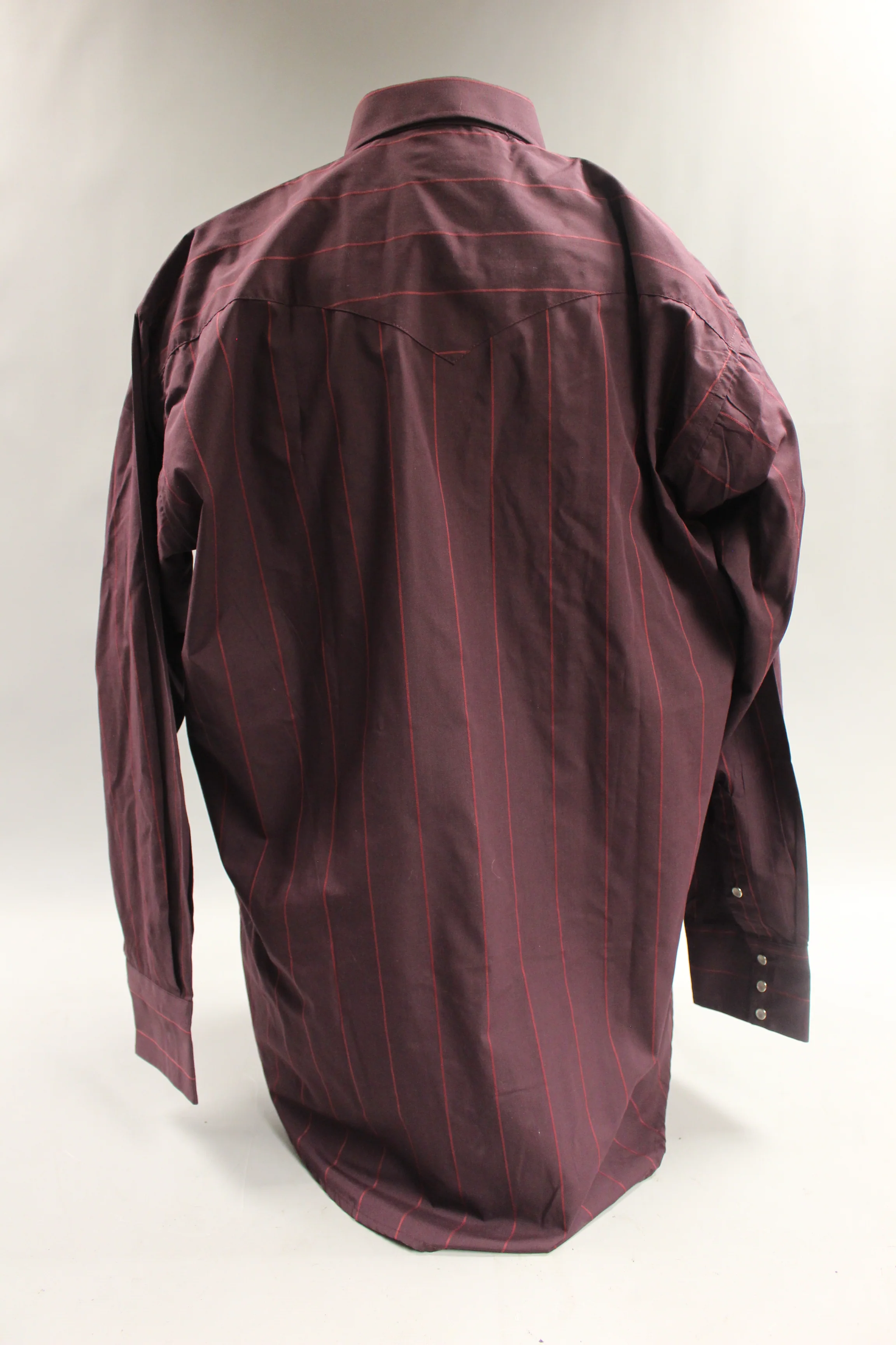 Flying Ranchwear Men's Button Up Dress Shirt Size 17 1/2 -Striped Burgundy -Used - Image 2