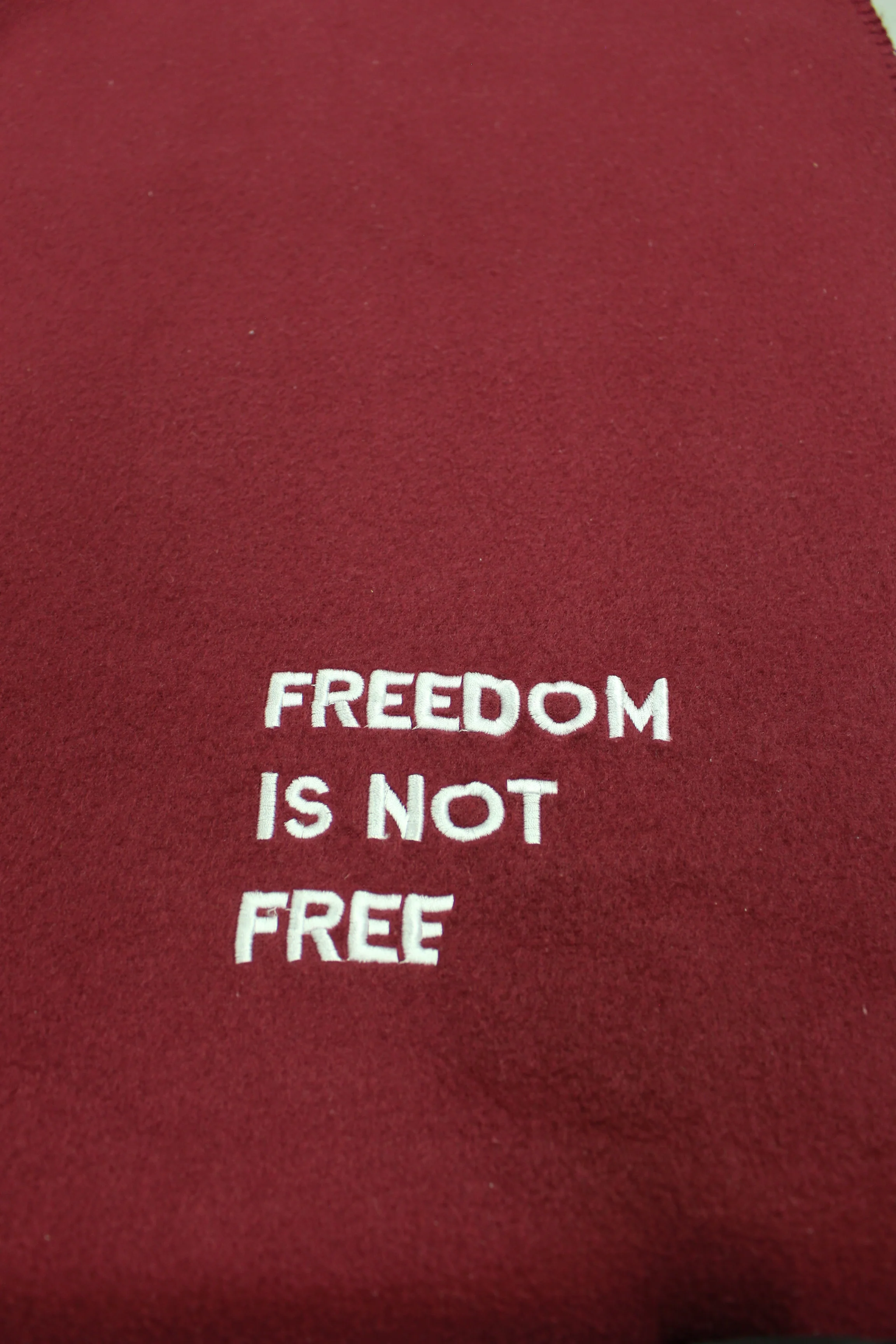 "Freedom Is Not Free" Burgandy Blanket/Throw - 49" x 33" - Used - Image 3