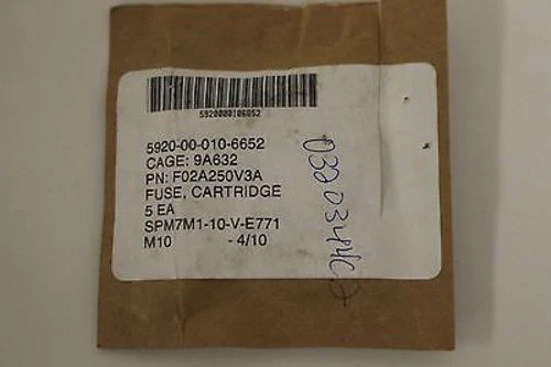 Fuse, Cartridge, NSN 5920-00-010-6650, P/N F02A250V3A, NEW! - Image 3
