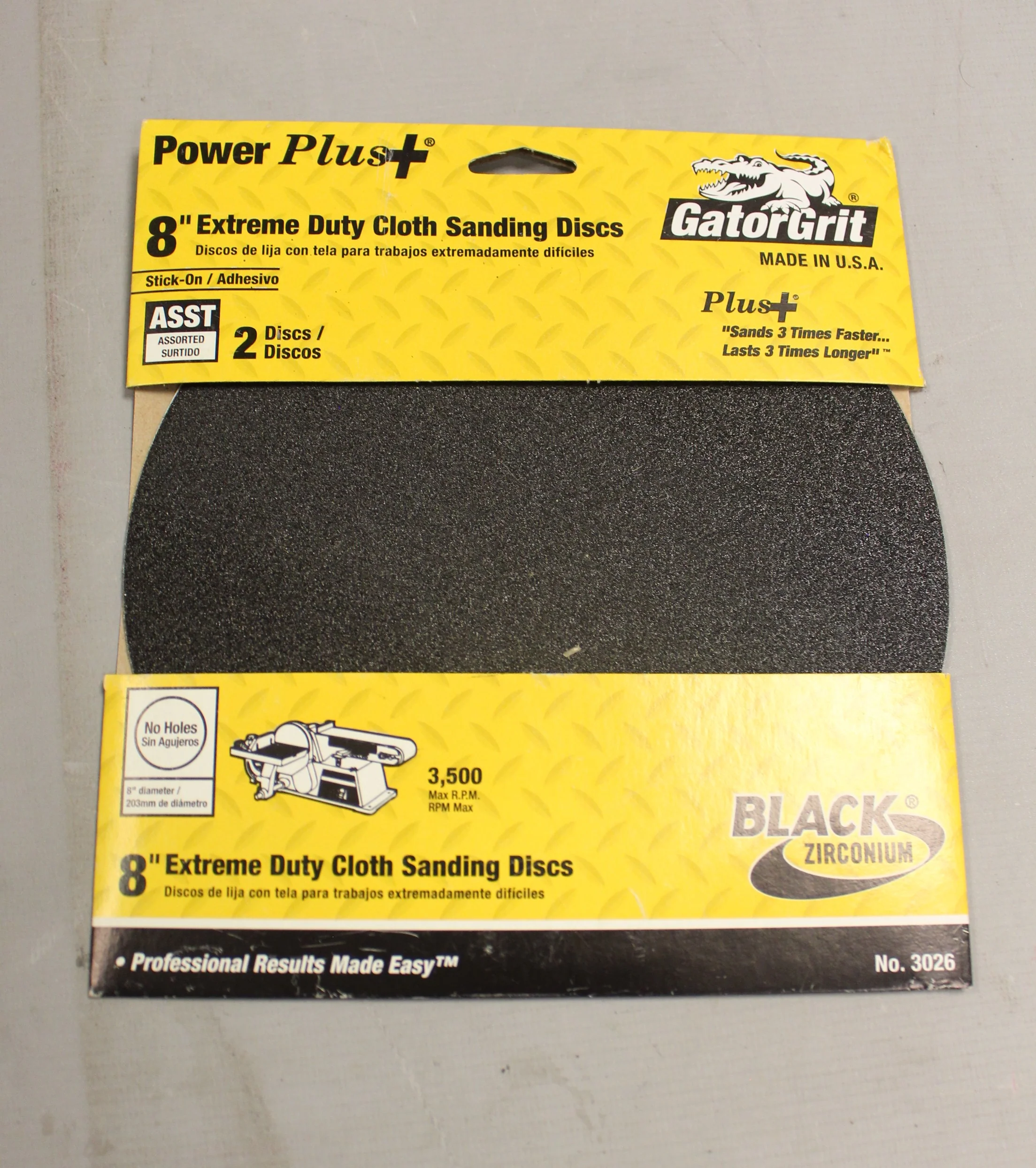 GatorGrit Power Plus 8" Extreme Duty Cloth Sanding Discs - Set of 2 - New