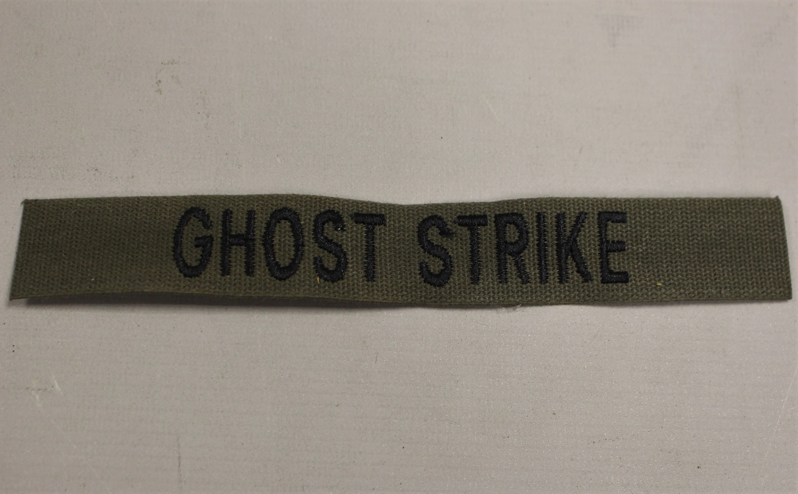 Ghost Strike Name Tape - OD Webbing Black Thread - 7.5" x 1" - New