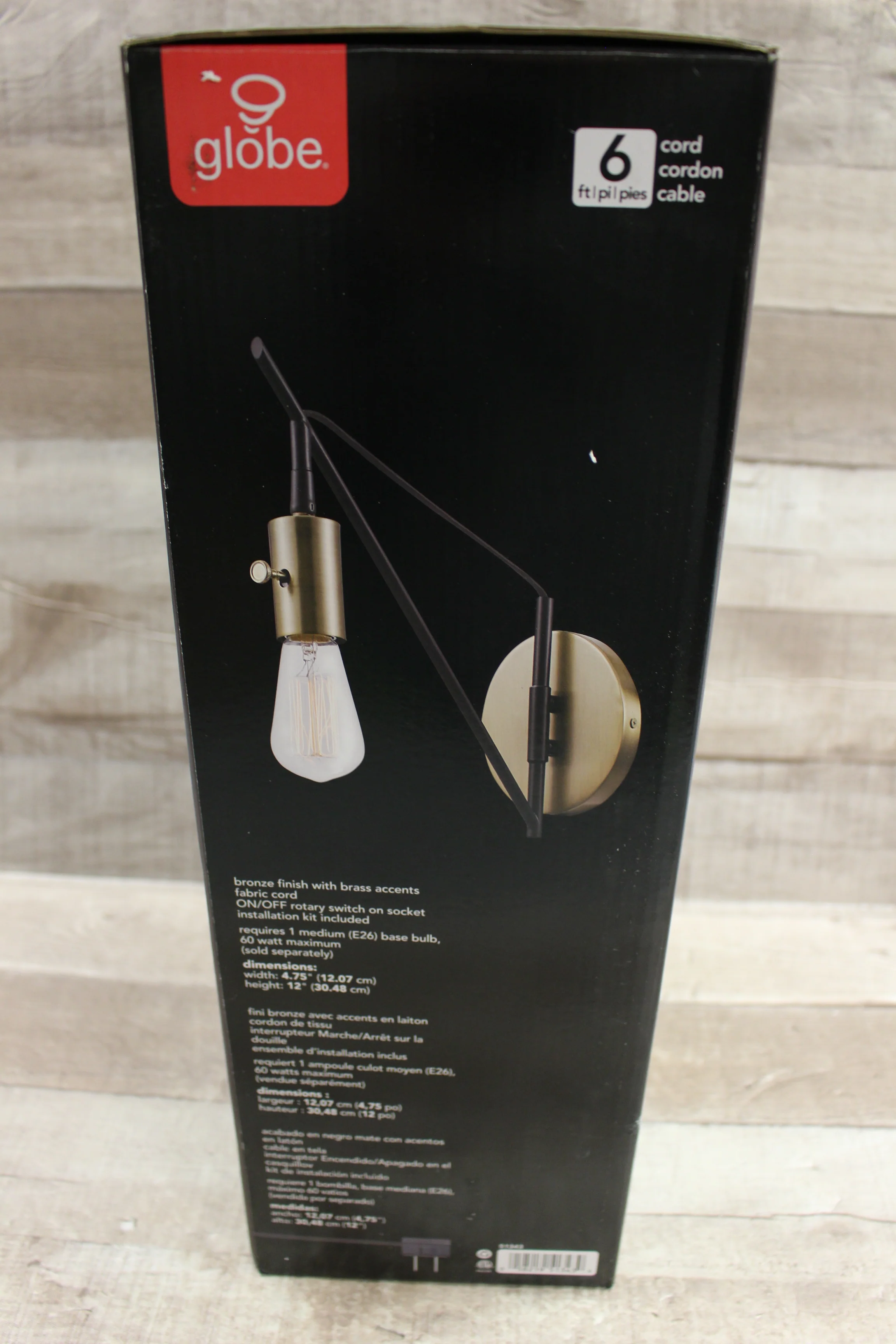 Globe Electric Exeter 1-Light Bronze Plug-In or Hardwire Swing Arm Wall Sconce - New - Image 3