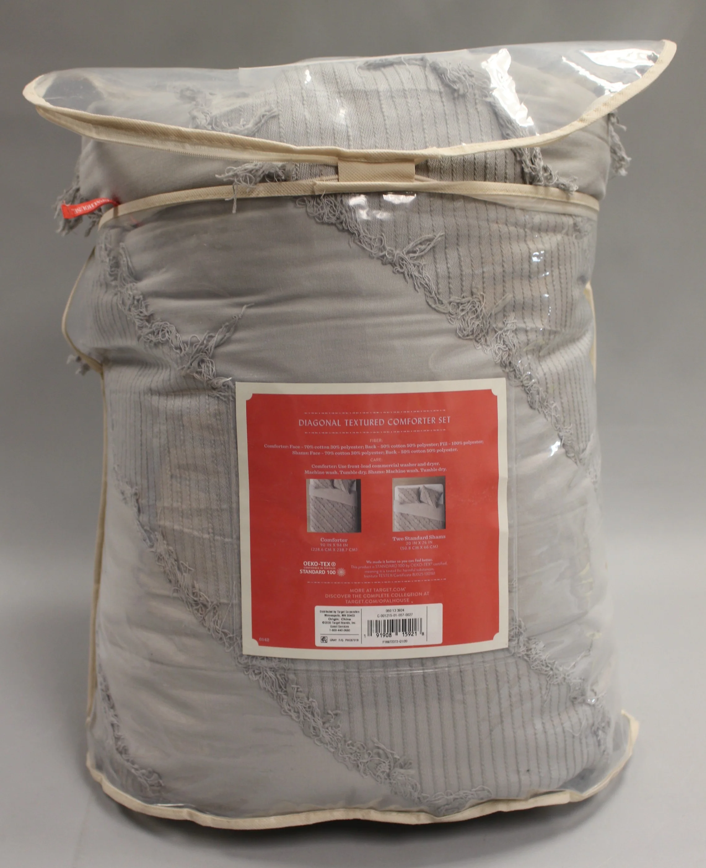 Gray Diagonal Textured Full/Queen Comforter & Sham Set - Image 3