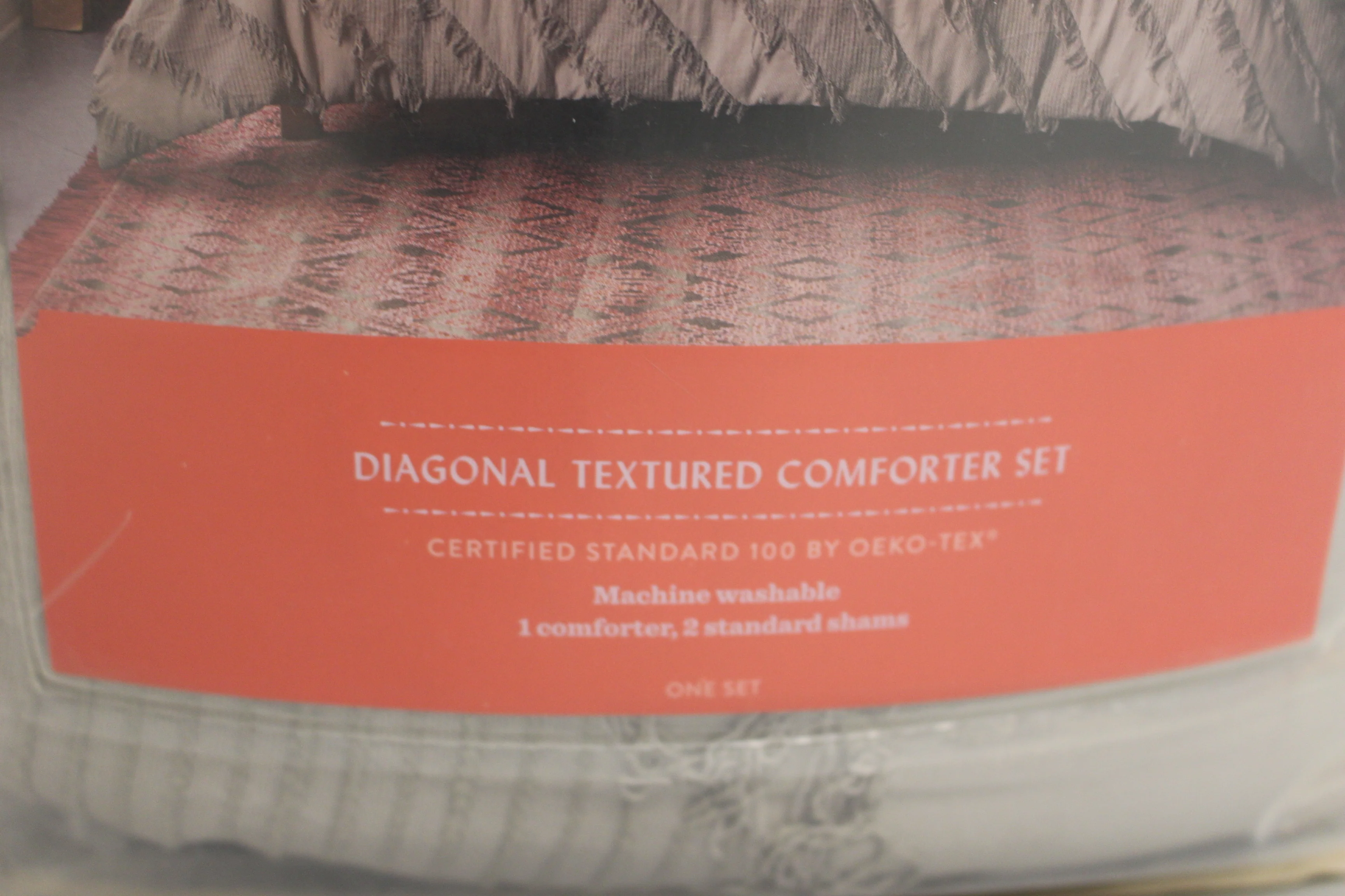 Gray Diagonal Textured Full/Queen Comforter & Sham Set - Image 5