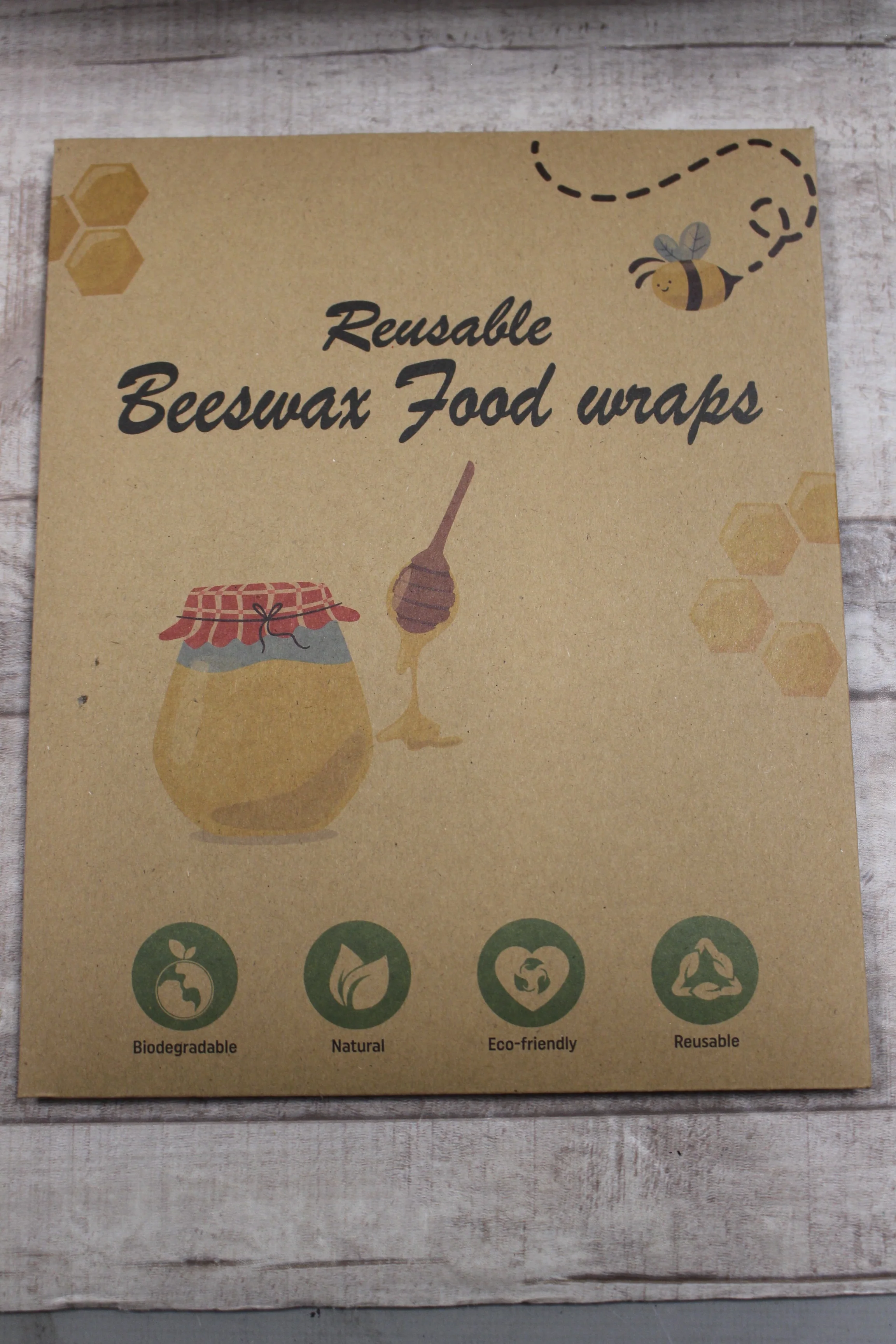 Green Inia Reusable Beeswax Wraps With Drying Holder- New - Image 3